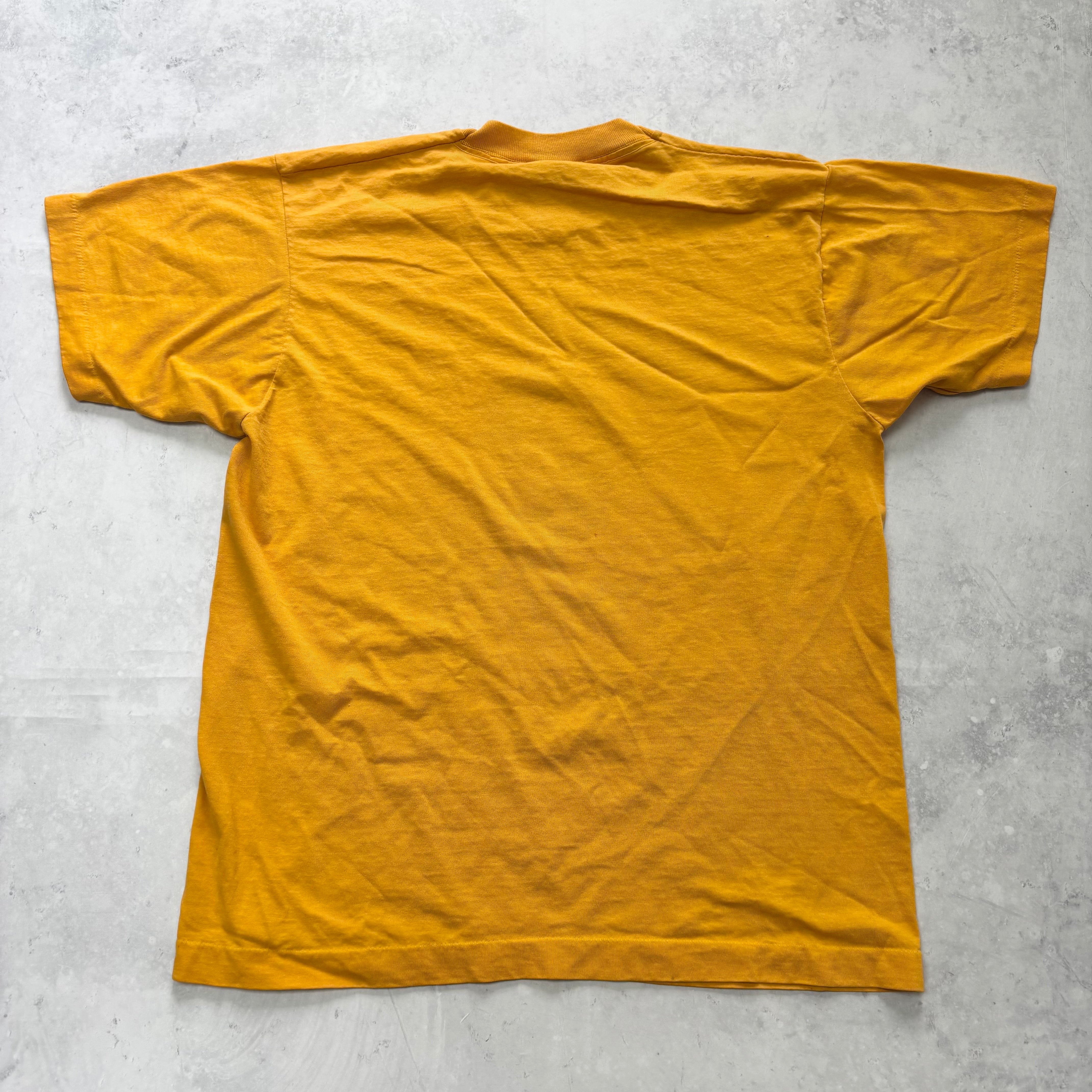 Vintage T Shirt Mens Medium Yellow Single Stitch Graphic Print 90s USA Airborne