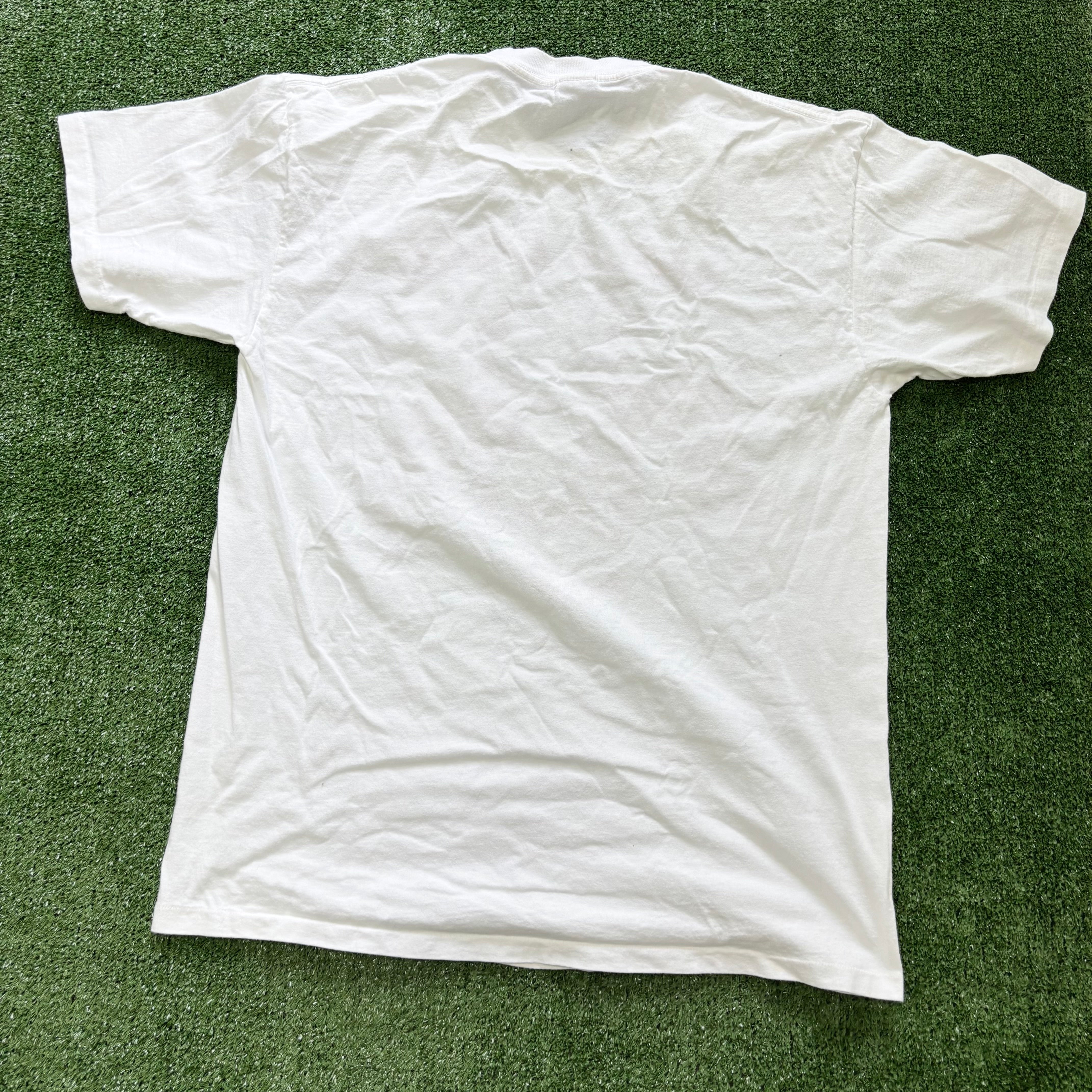 Vintage T Shirt Mens Large White Single Stitch Graphic Print 90s USA