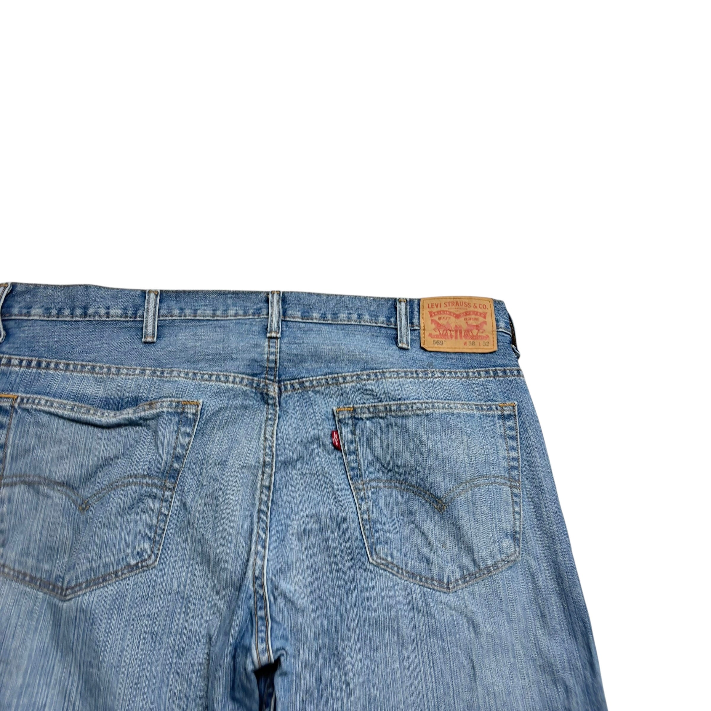 Levis 569 Jeans W38 L32 Mens Mid Blue Relaxed Baggy Straight Fit Denim
