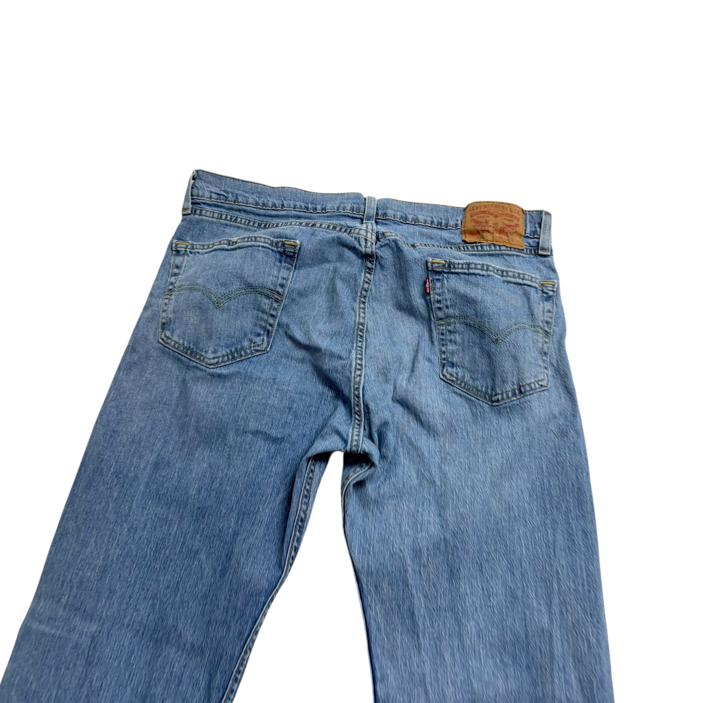 Levis 505 Jeans W34 L34 Mens Light Blue Regular Straight Fit Stretch Denim (F)