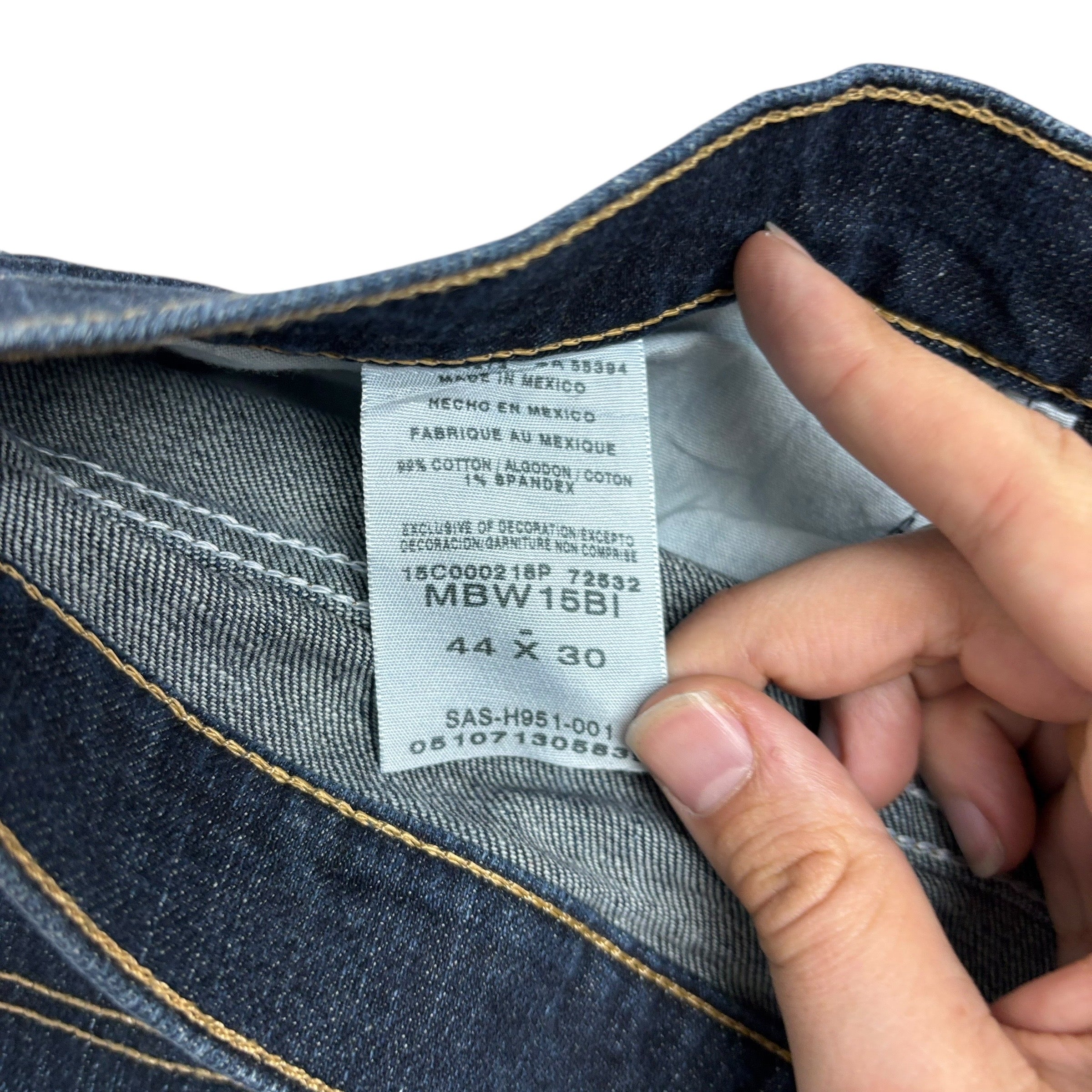 Wrangler Jeans W44 L30 Mens Dark Blue Relaxed Straight Fit Stretch Denim (E)