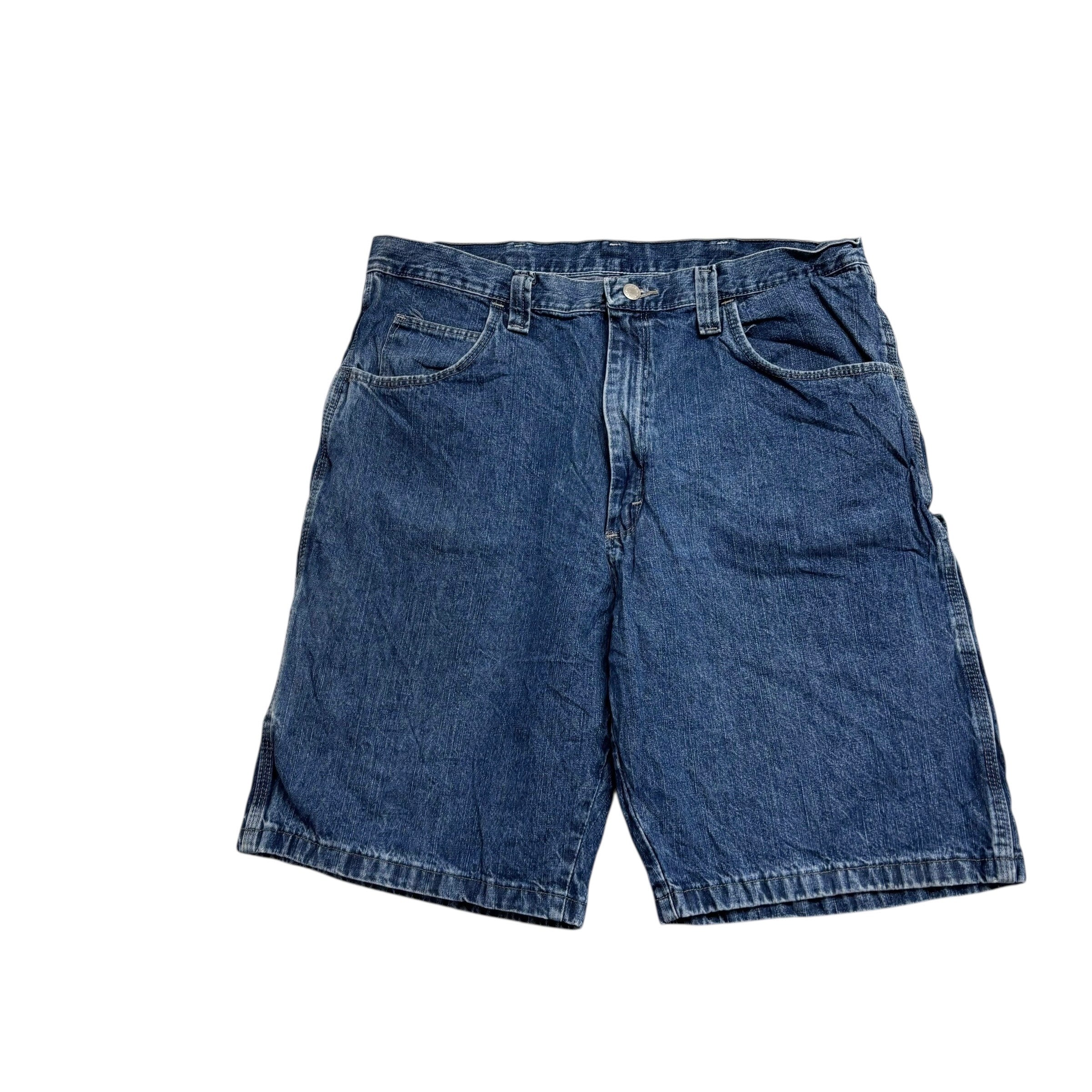 Wrangler Baggy Jorts W36 Mens Mid Blue Carpenter Denim Shorts Relaxed Fit (E)