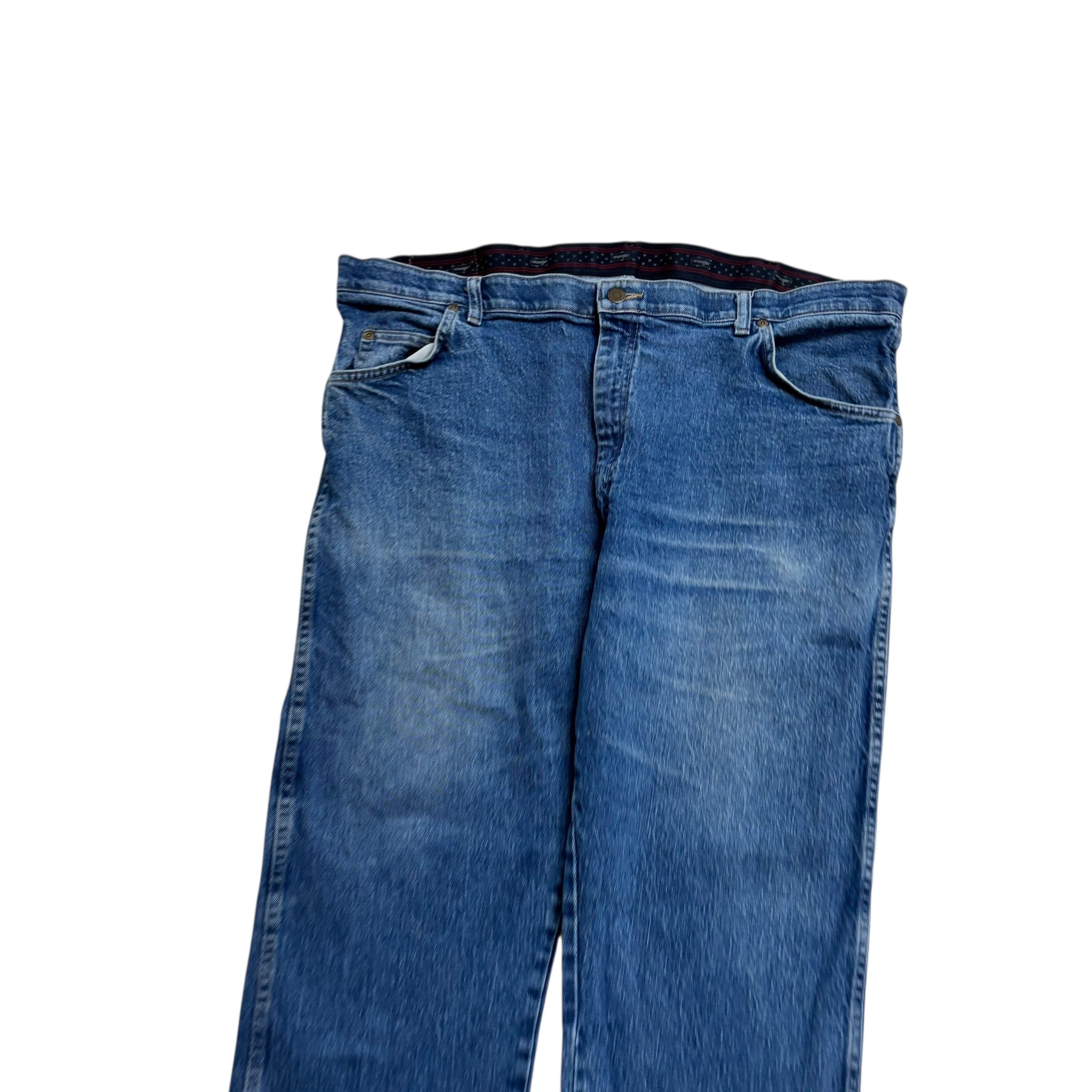 Wrangler Jeans W42 L26 Mens Mid Blue Regular Straight Fit Stretch Denim