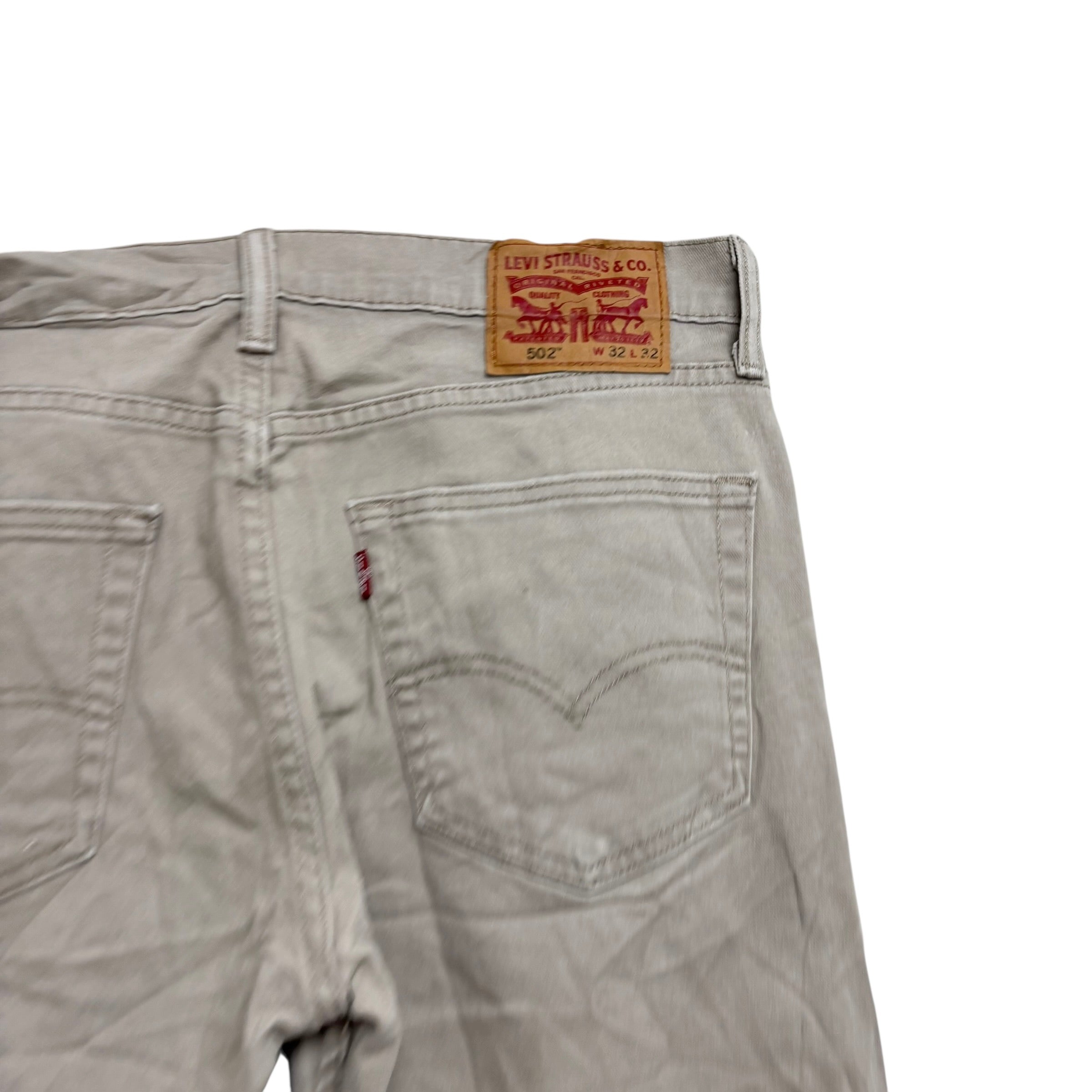 Levis 502 Jeans W32 L31 Mens Beige Stone Regular Tapered Fit Stretch Denim (E)