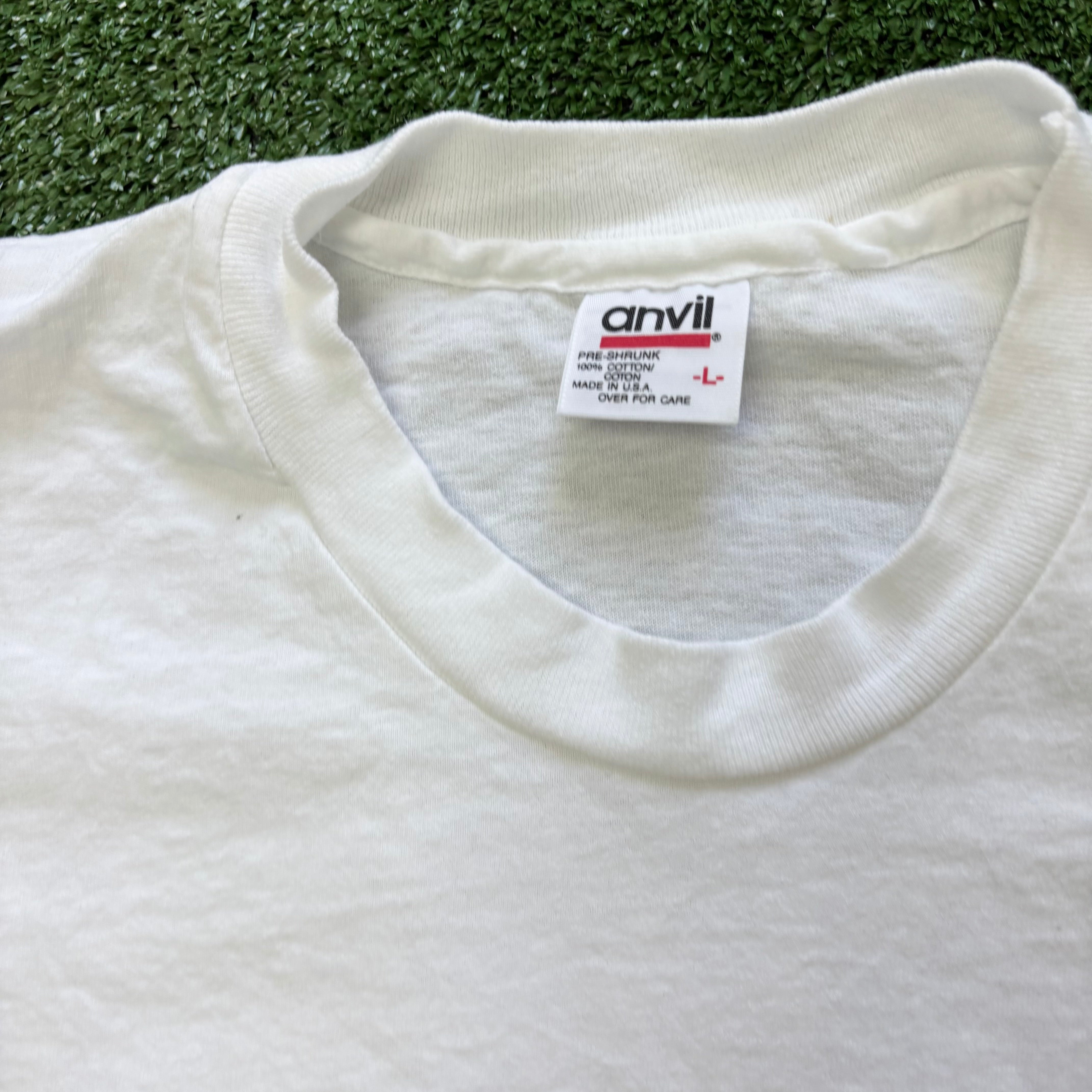 Vintage T Shirt Mens Large White Single Stitch Graphic Print 90s USA (E)