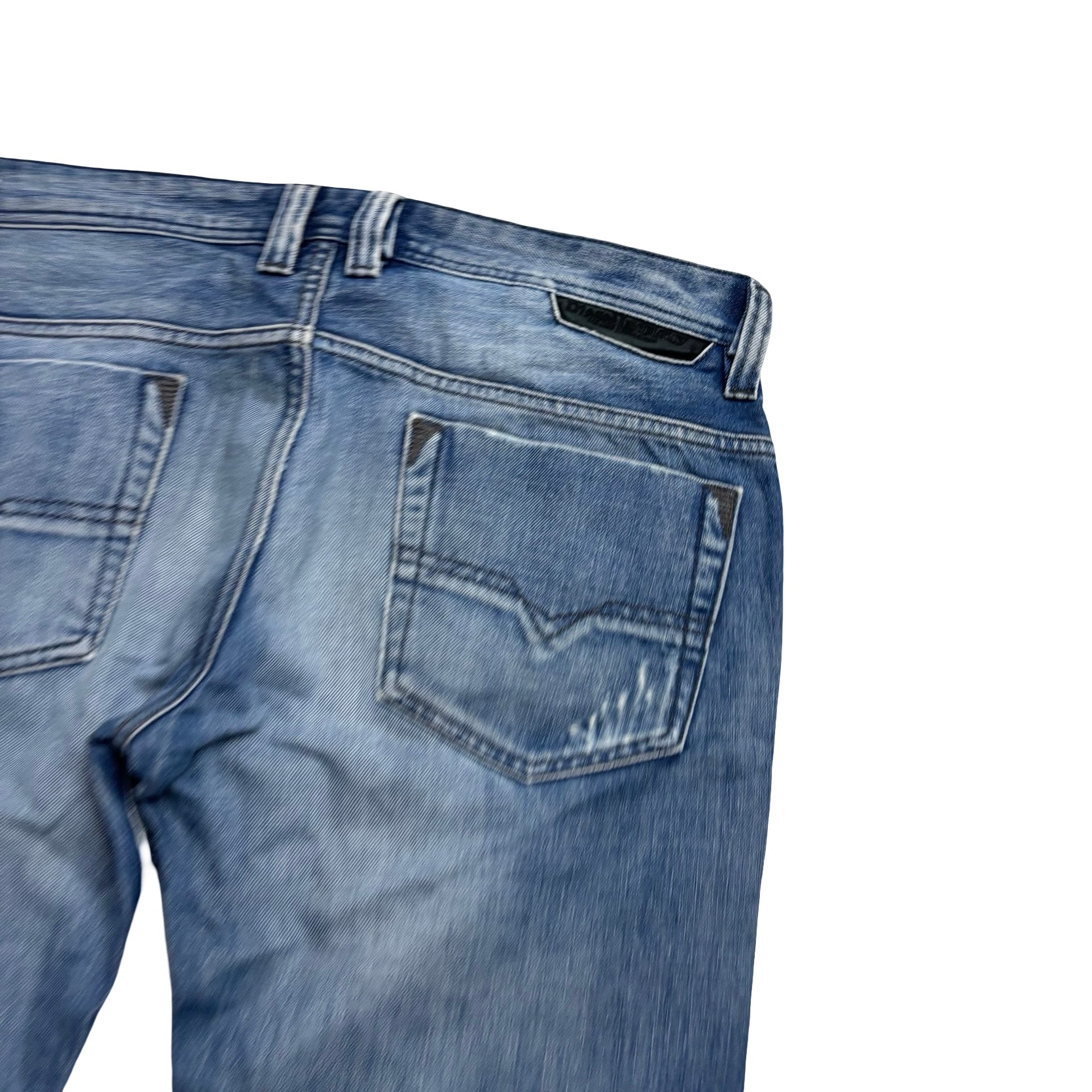 Diesel Safado Jeans W34 L32 Mens Mid Blue Regular Straight Fit Distressed (E)