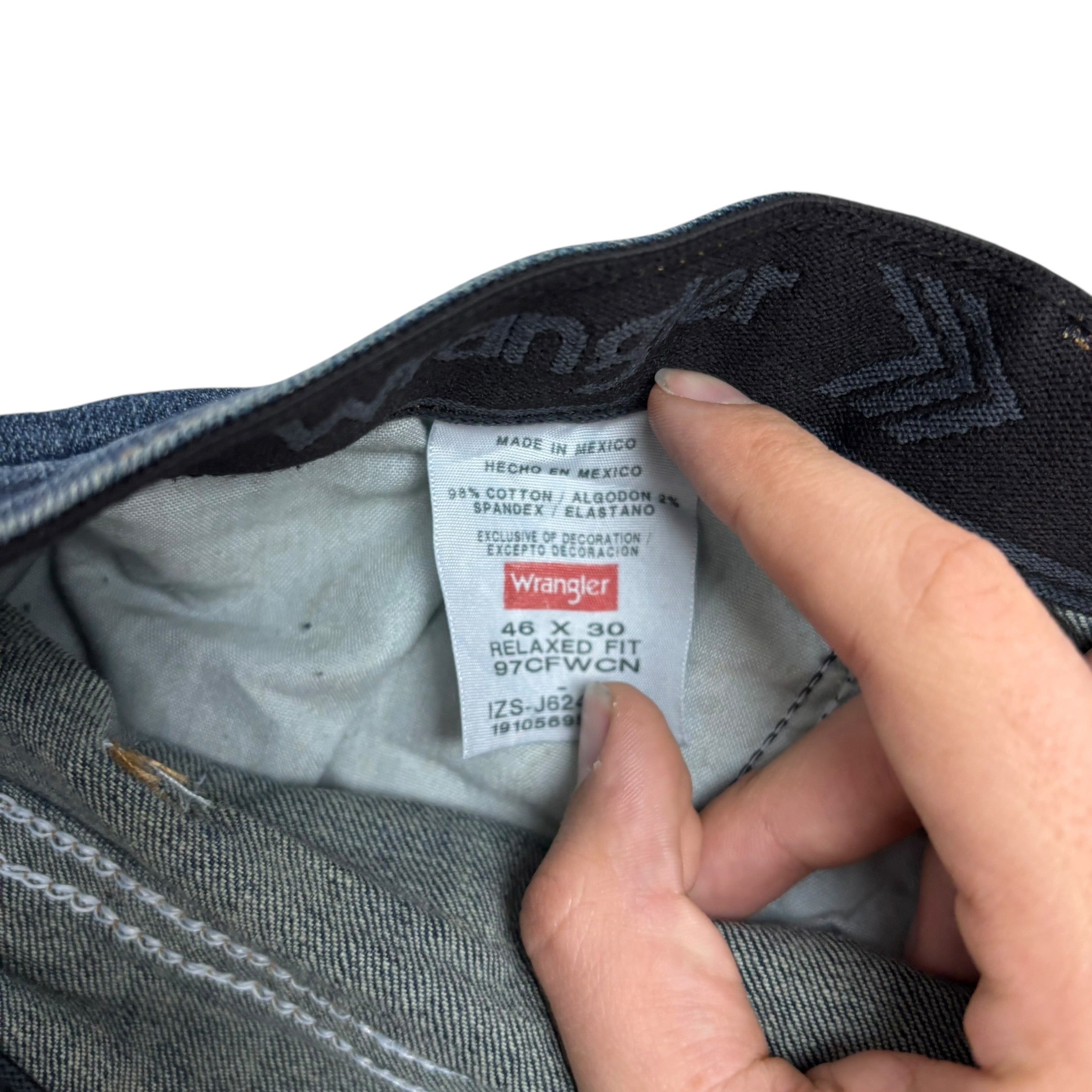 Wrangler Jeans W48 L30 Mens Dark Blue Relaxed Straight Fit Stretch Denim (E)