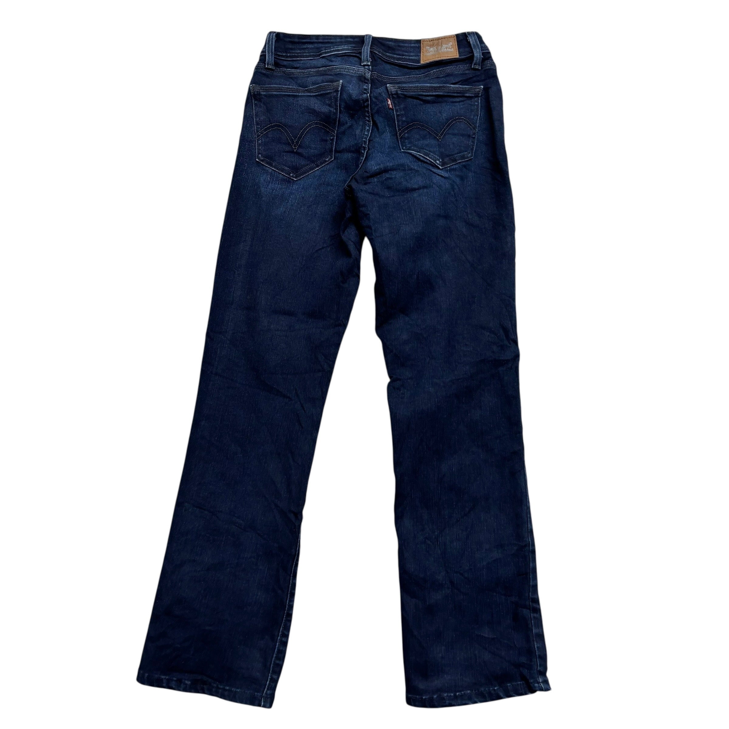 Levis 529 Jeans W28 L30 Womens Curvy Bootcut Dark Blue Stretch Denim (E)