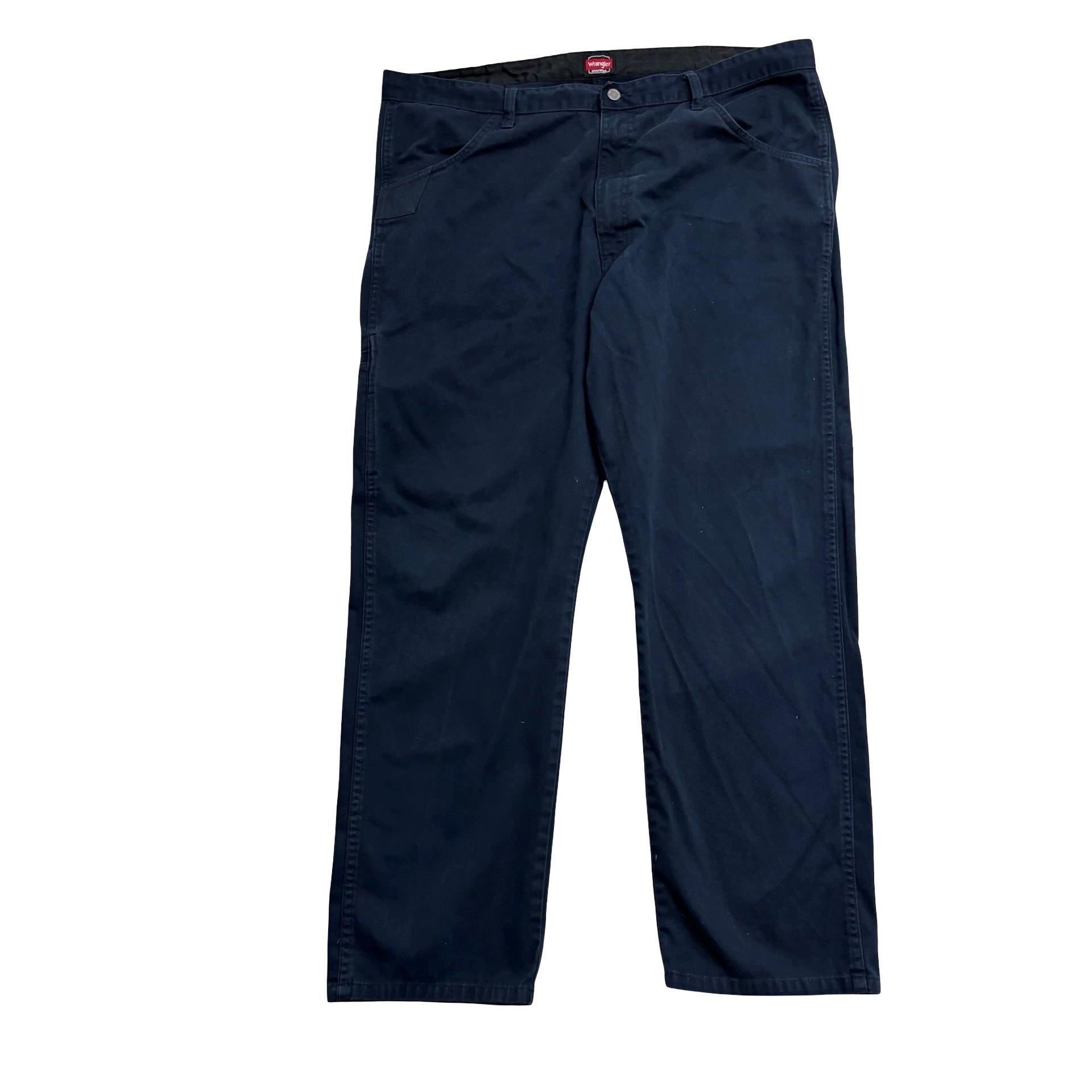 Wrangler Trousers W42 L32 Mens Navy Blue Relaxed Straight Fit Pants (E)