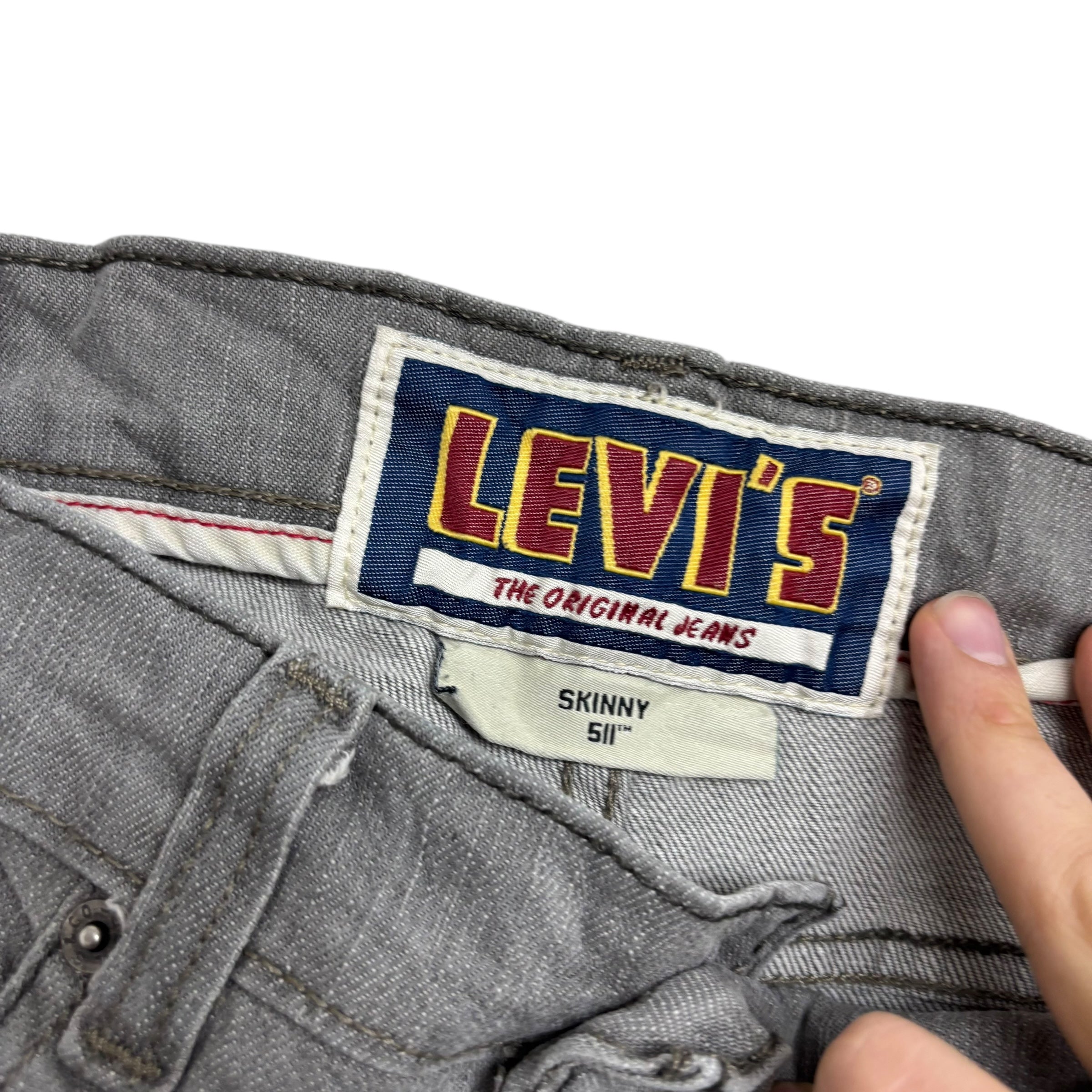 Levis 511 Jeans W31 L30 Mens Grey Slim Fit Stretch Vintage Denim (E)