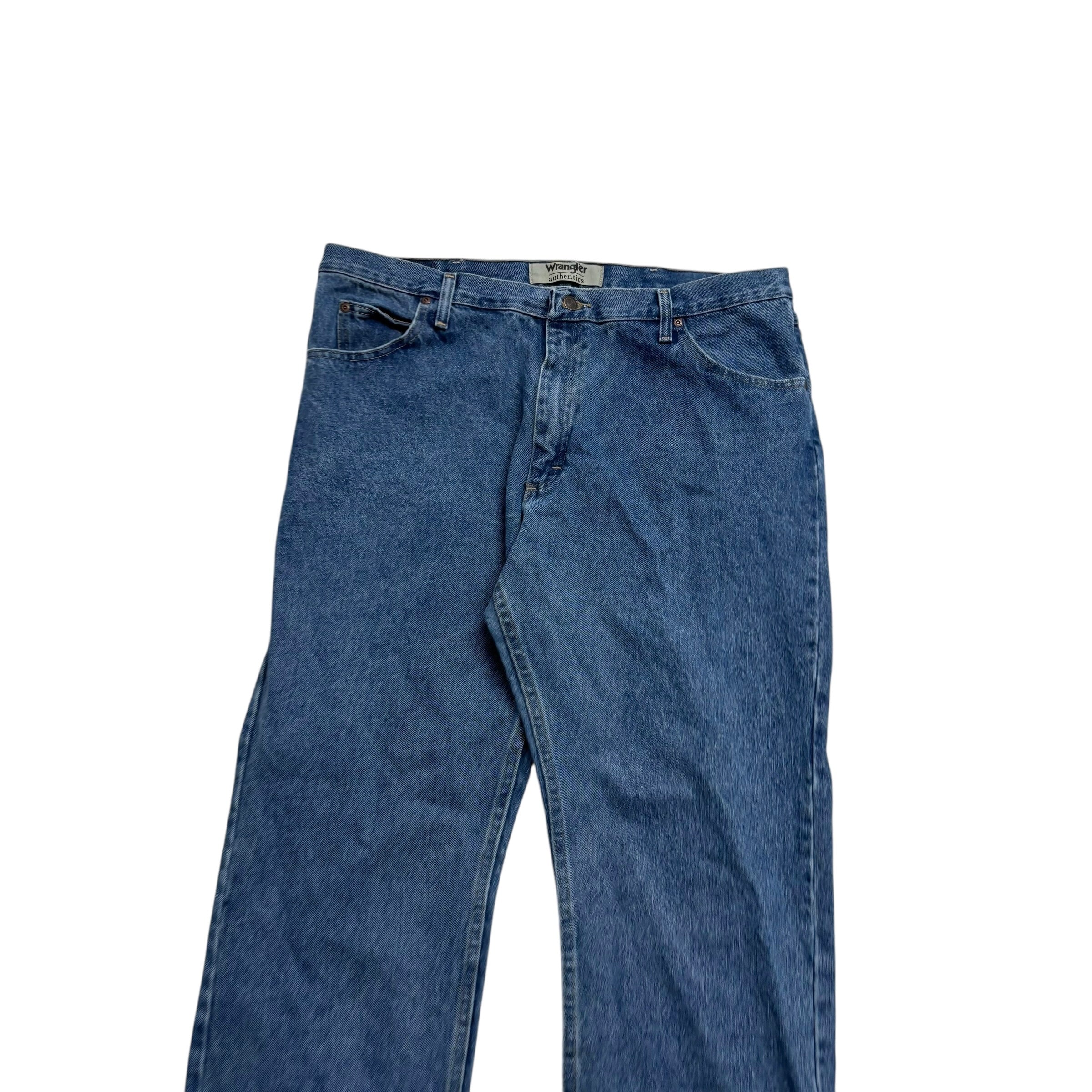 Wrangler Jeans W40 L30 Mens Mid Blue Regular Straight Fit Denim (E)