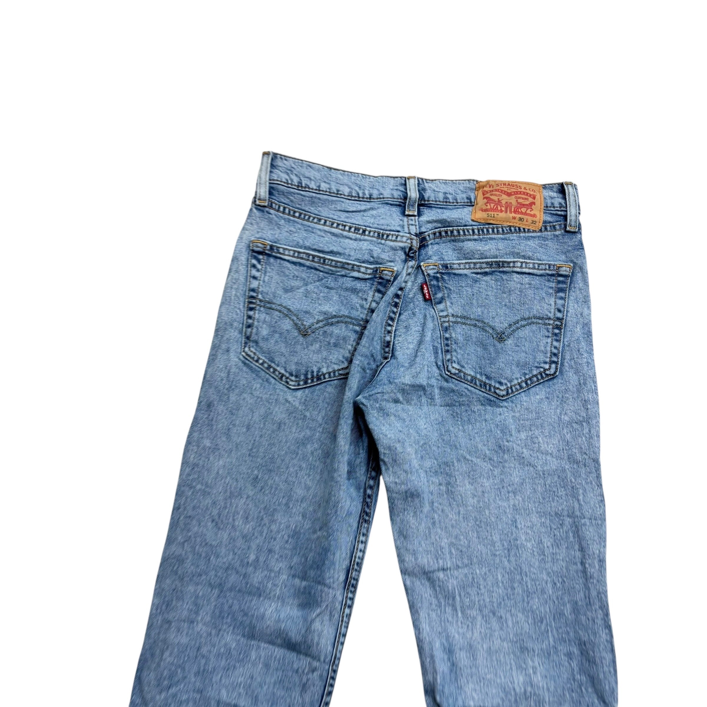 Levis 511 Jeans W30 L32 Mens Light Blue Slim Fit Stretch Denim (E)