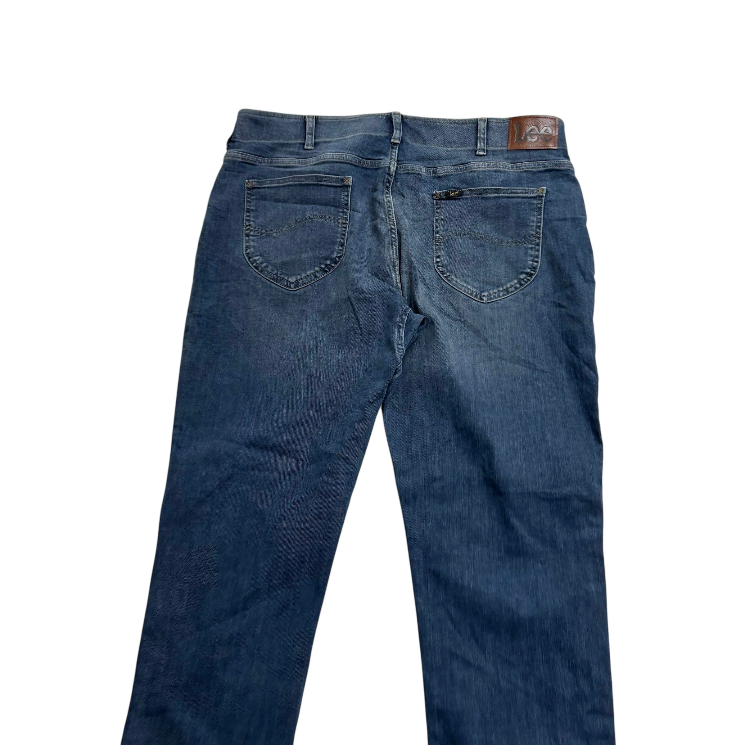 Lee Jeans W40 L32 Mens Regular Tapered Fit Mid Blue Stretch Denim (E)