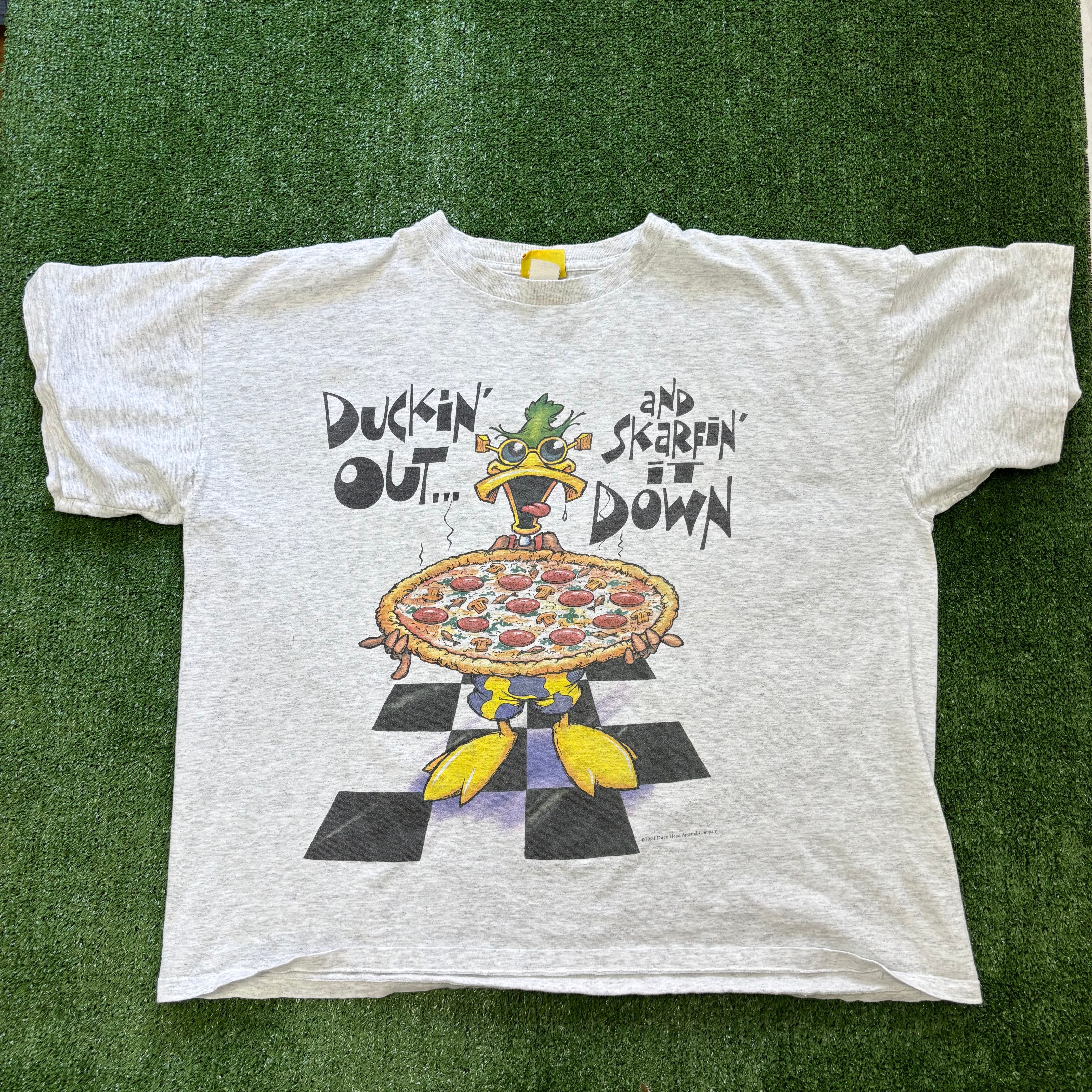 Vintage T Shirt Mens XL Grey Single Stitch Graphic Print 90s Boxy Fit (E)