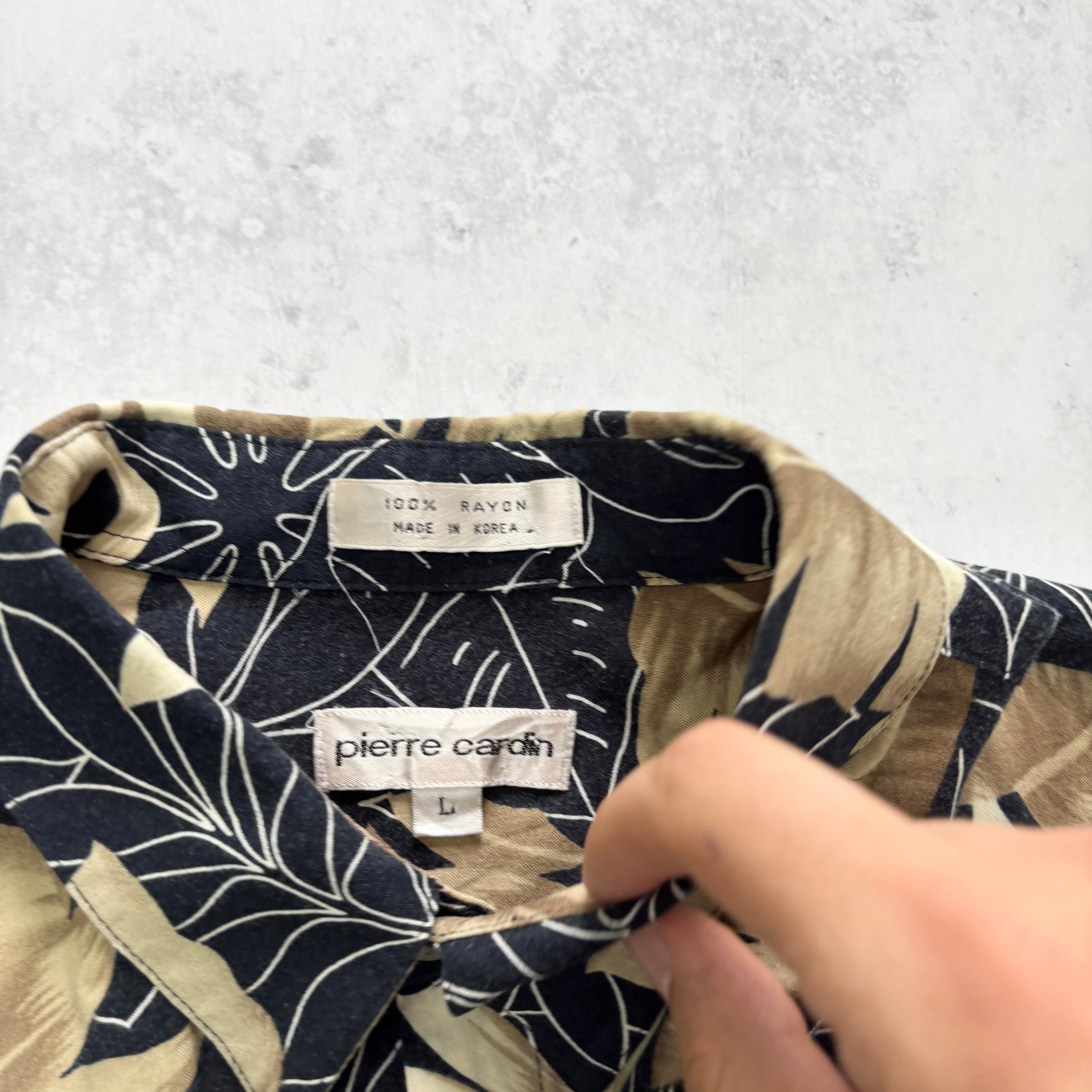 Vintage Hawaiian Shirt Mens Large Black Floral Aloha Short Sleeve Rayon (E)