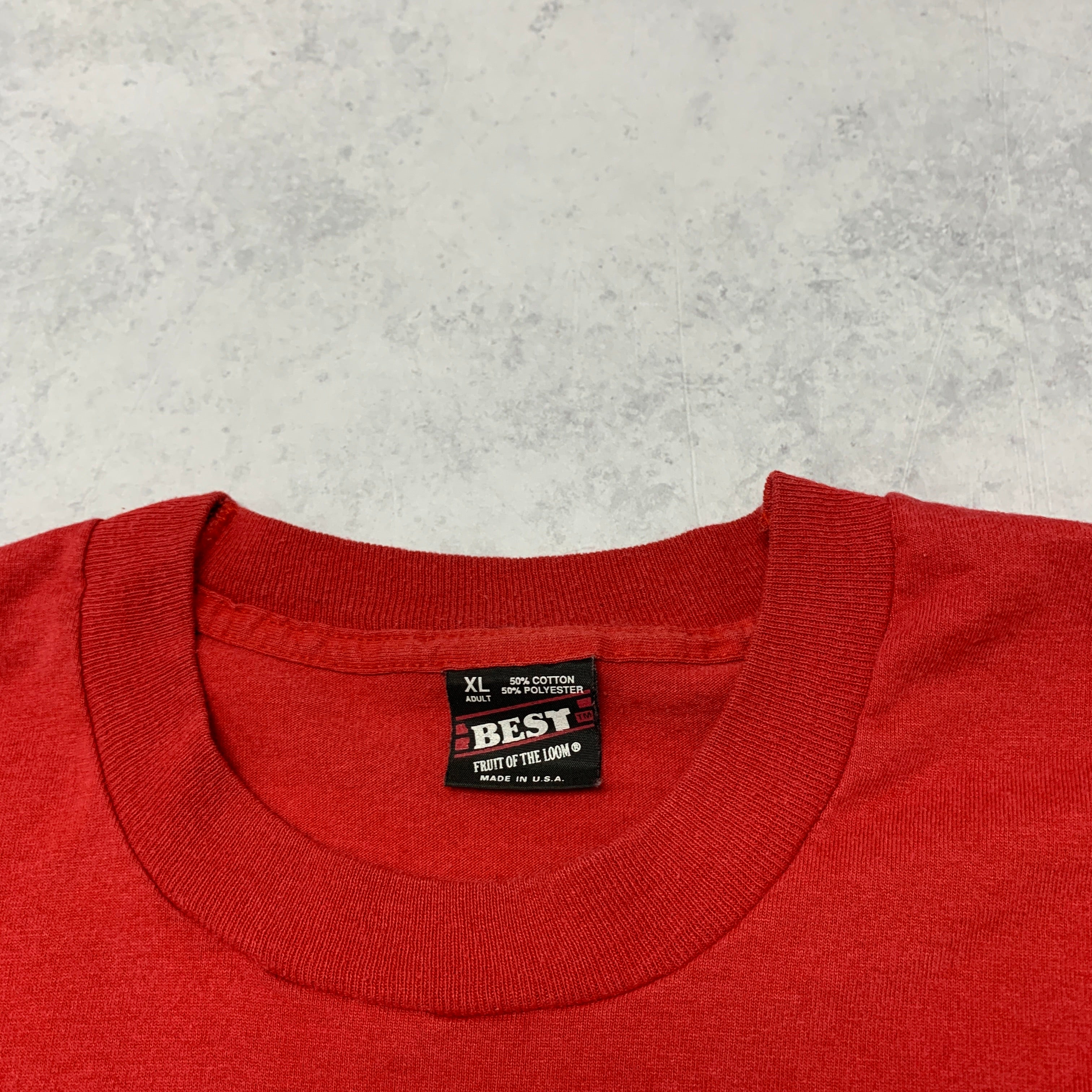 Vintage T Shirt Mens XL Red Single Stitch Graphic Print 90s USA Drugs