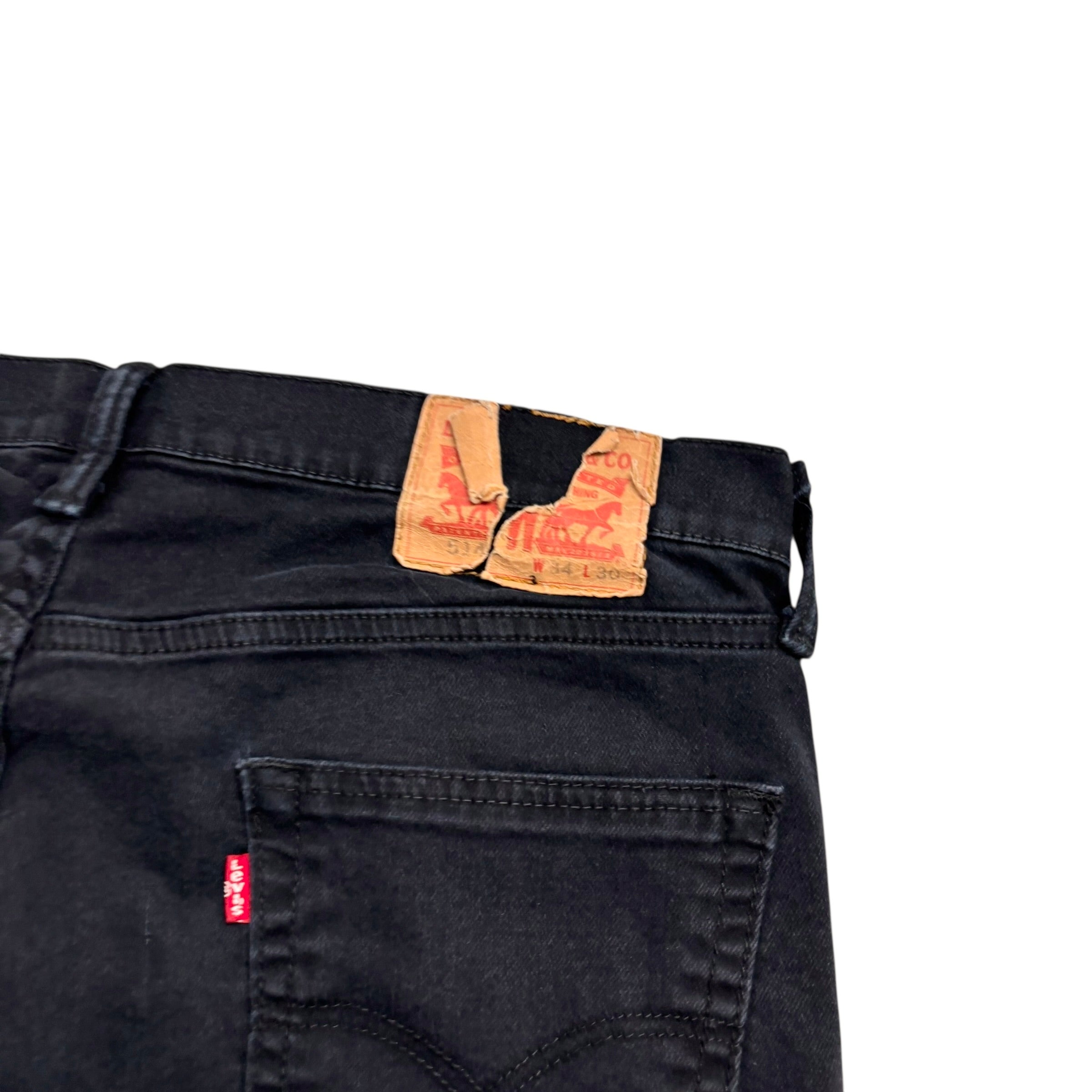 Levis 514 Jeans W34 L29 Mens Black Regular Straight Fit Stretch Denim