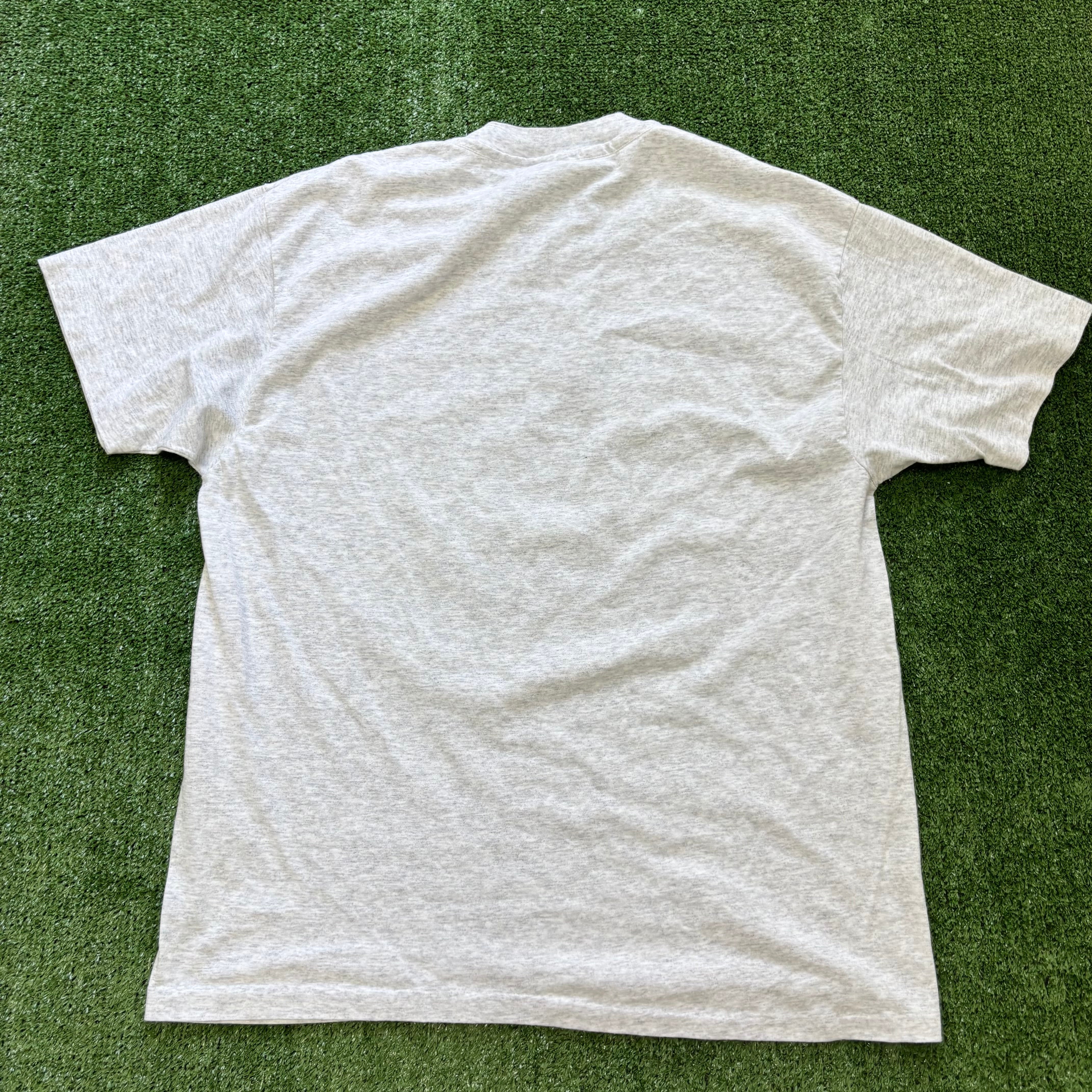 Vintage T Shirt Mens Large Grey Single Stitch Graphic Print 90s USA (E)