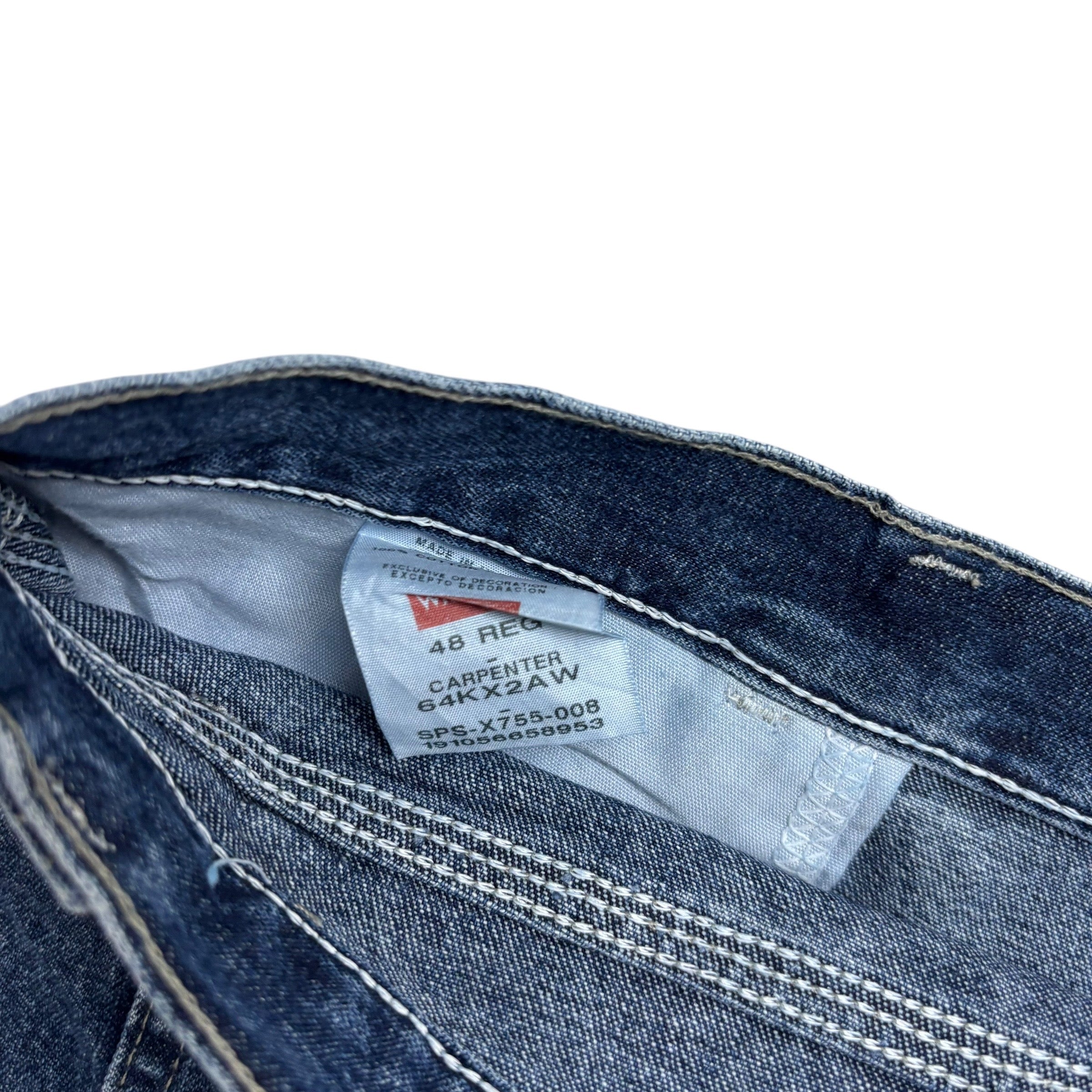 Wrangler Jorts W48 Mens Mid Blue Denim Shorts Baggy Relaxed Carpenter (E)