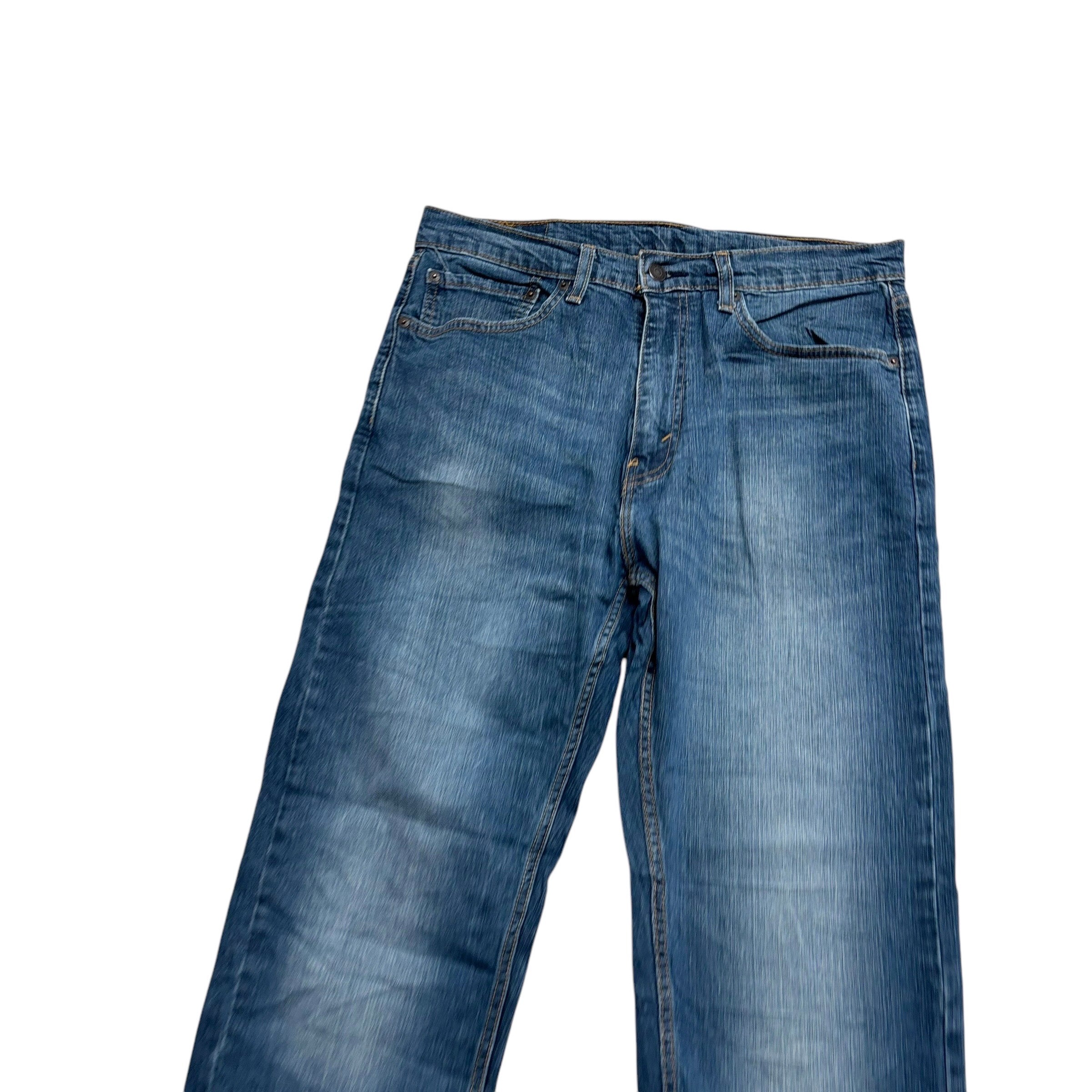 Levis 505 Jeans W33 L32 Mens Mid Blue Regular Straight Fit Stretch Denim (E)