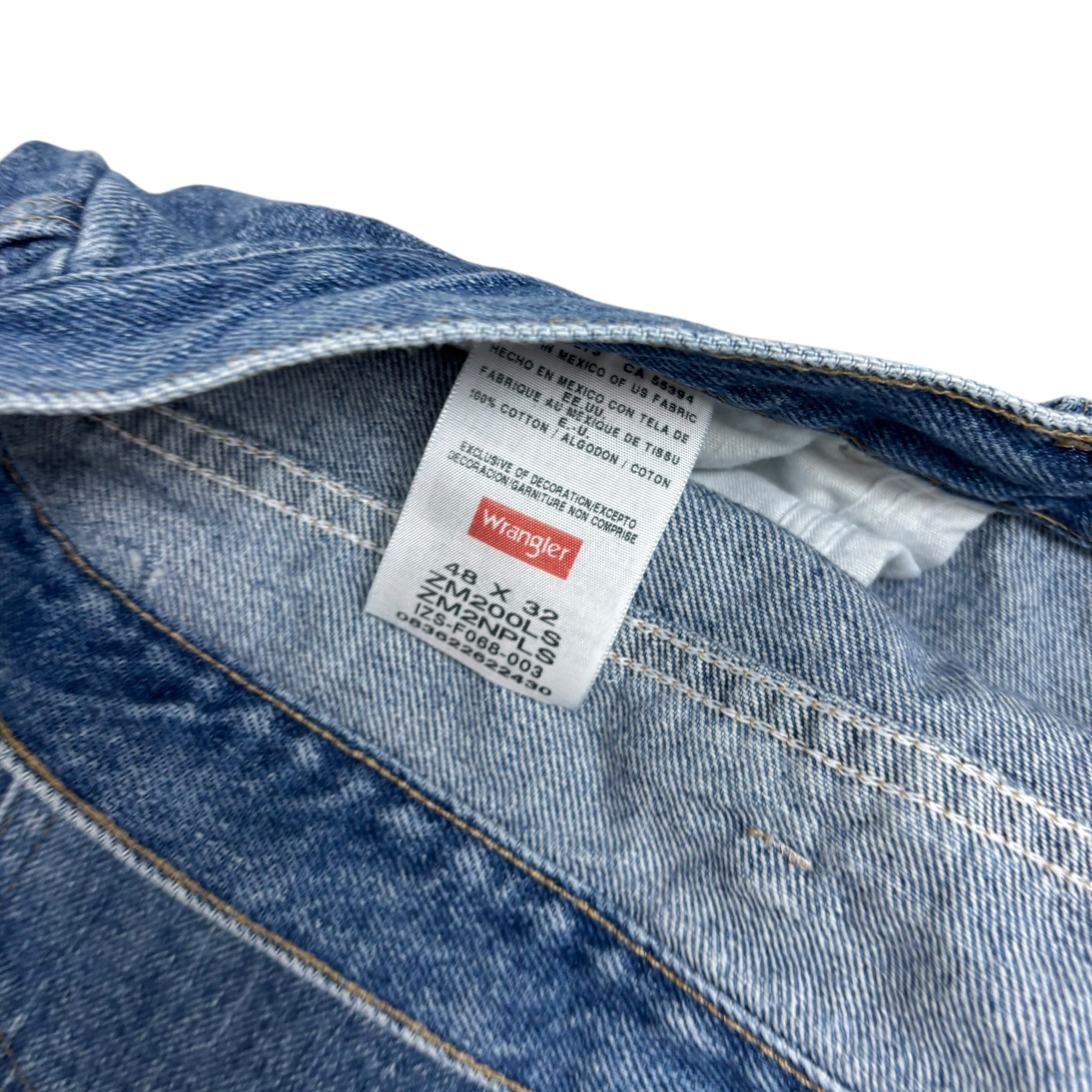 Wrangler Jeans W48 L32 Mens Mid Blue Baggy Relaxed Straight Fit Denim