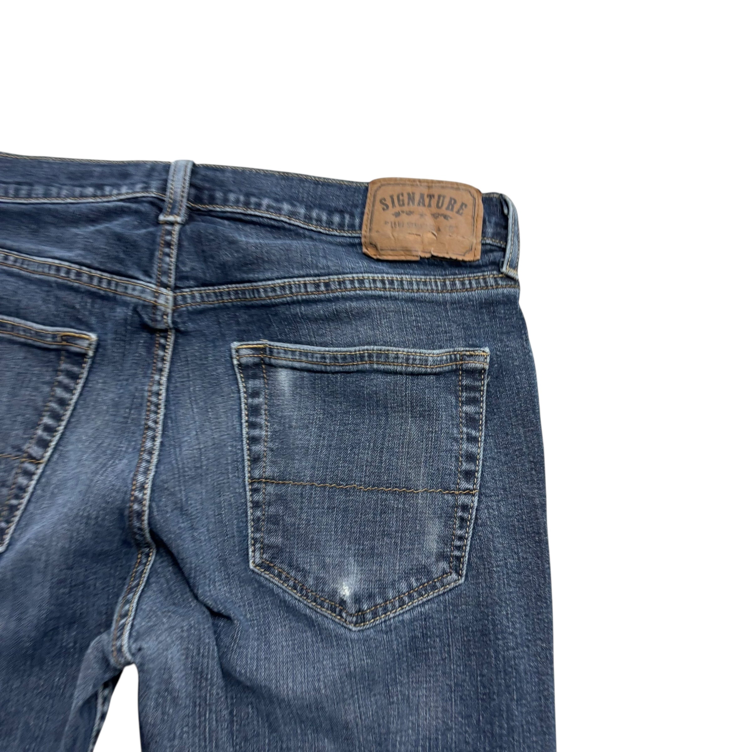 Levis Signature Jeans W32 L30 Mens Dark Blue Regular Straight Fit Stretch Denim