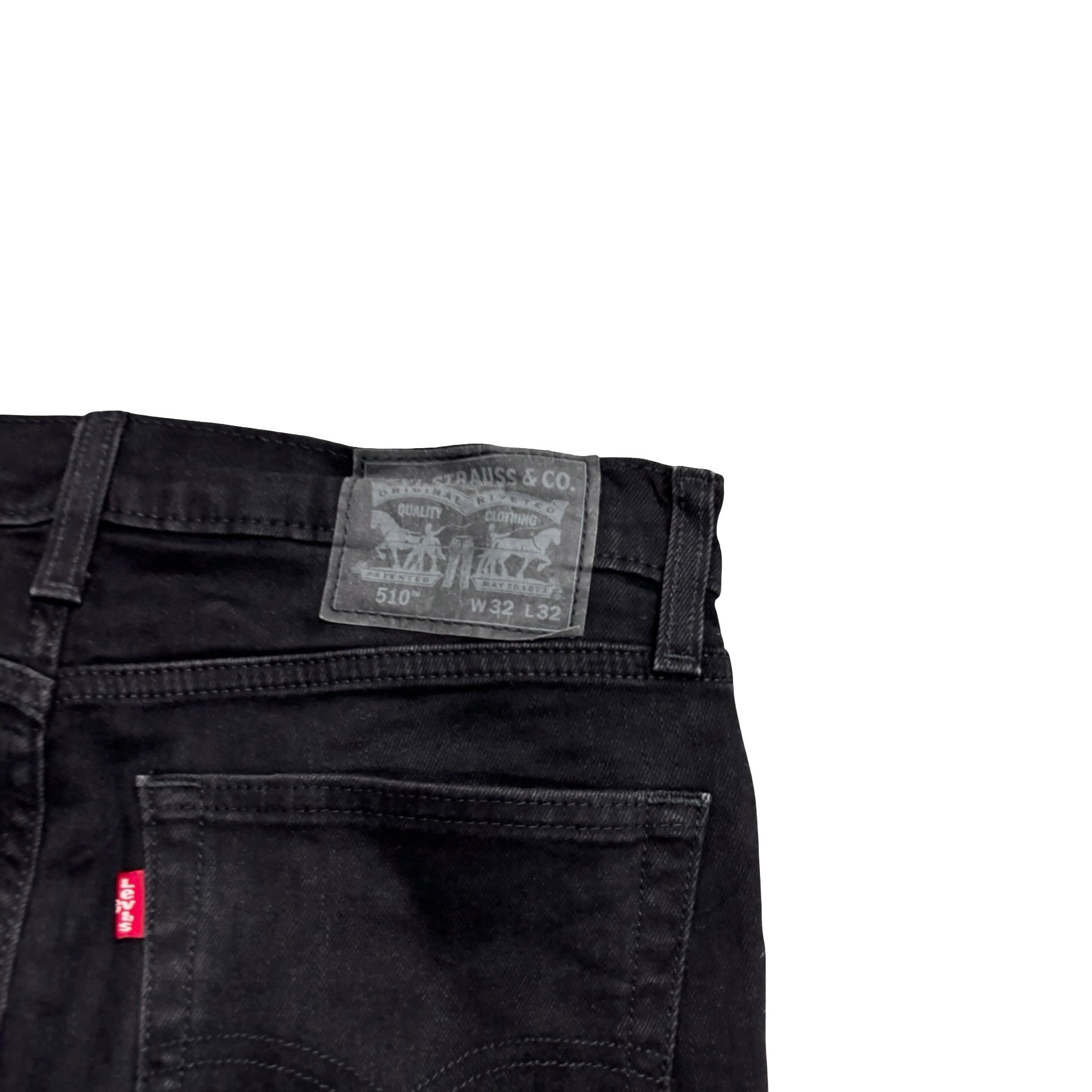 Levis 510 Jeans W30 L31 Mens Black Skinny Fit Stretch Denim (E)
