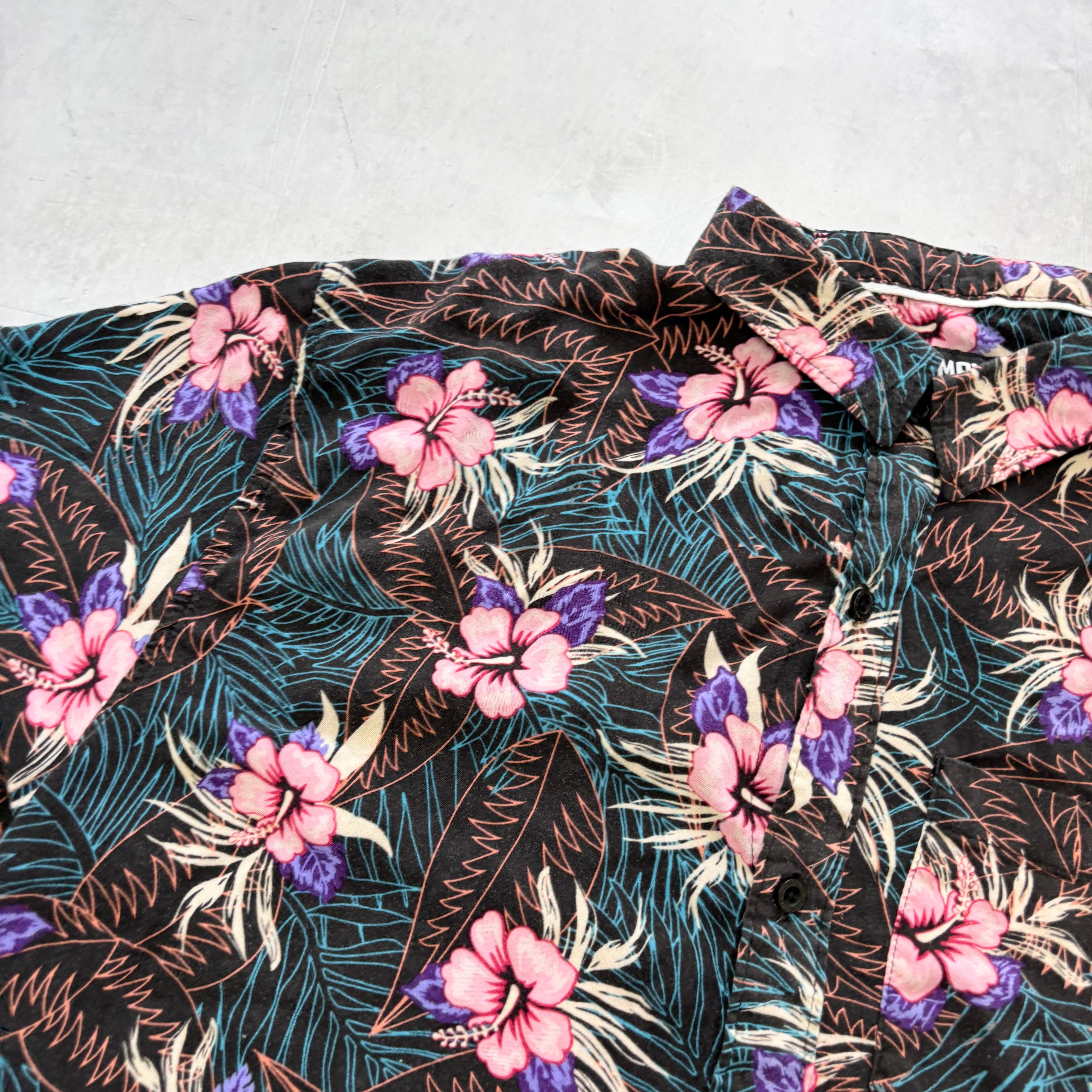 Hawaiian Shirt Mens Large Floral Aloha Short Sleeve Cotton Slim Fit (E)