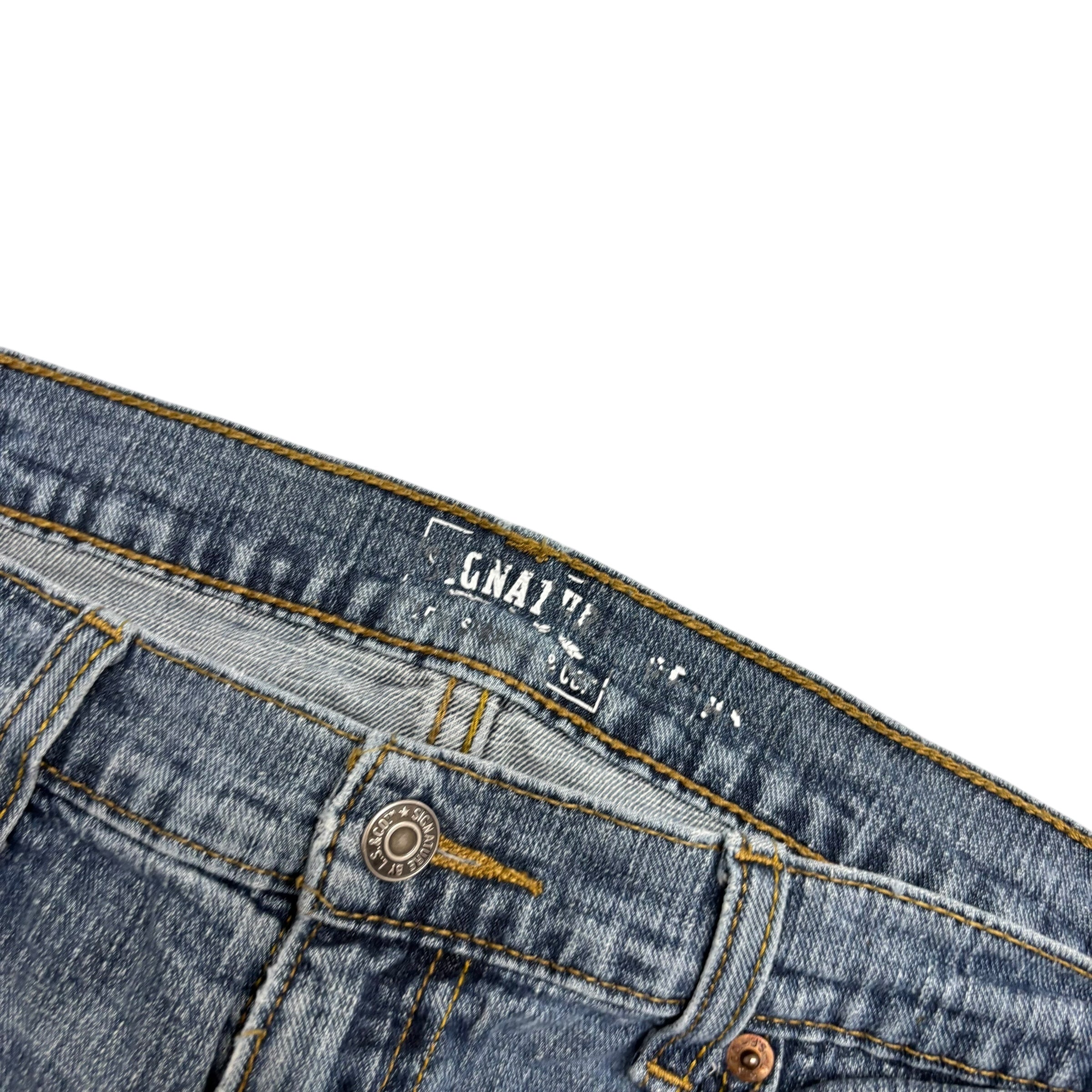 Levis Signature Jeans W34 L28 Mens Mid Blue Relaxed Straight Fit Denim (F)