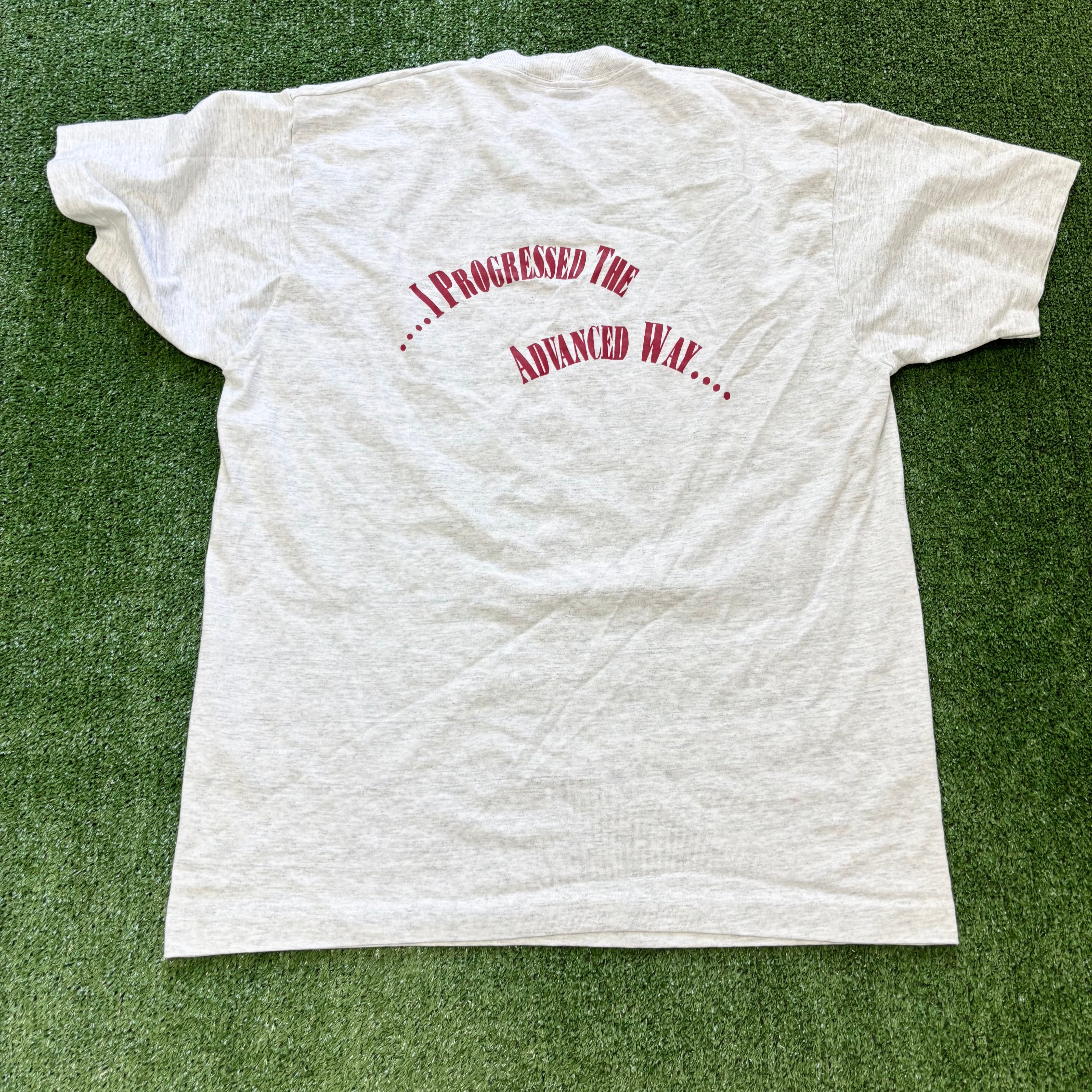 Vintage T Shirt Mens Large Grey Single Stitch Graphic Print 90s USA