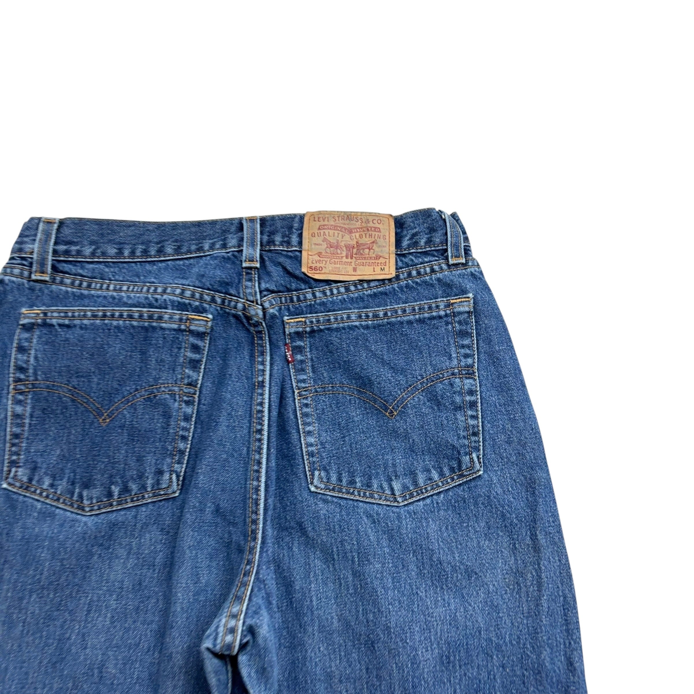 Levis 560 Jeans W30 L32 Womens Mid Blue Relaxed Straight USA Made Vintage (E)