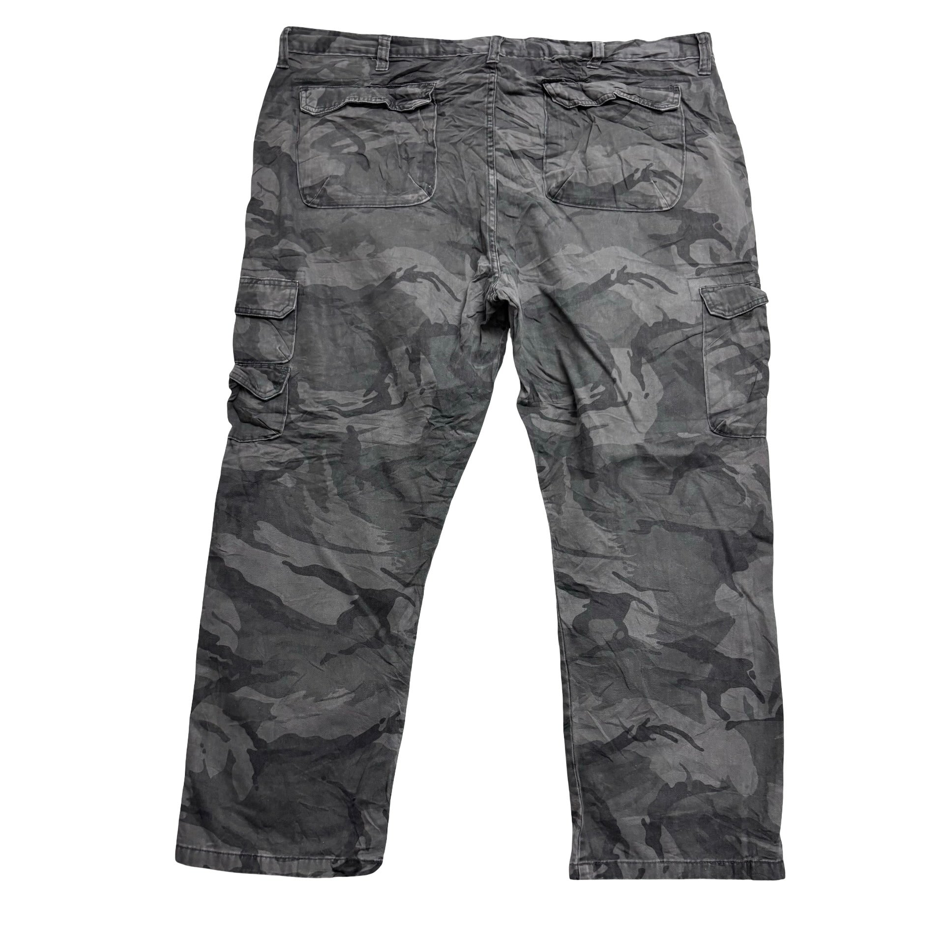 Wrangler Cargo Trousers W46 L30 Mens Grey Camo Relaxed Straight Fit (E)