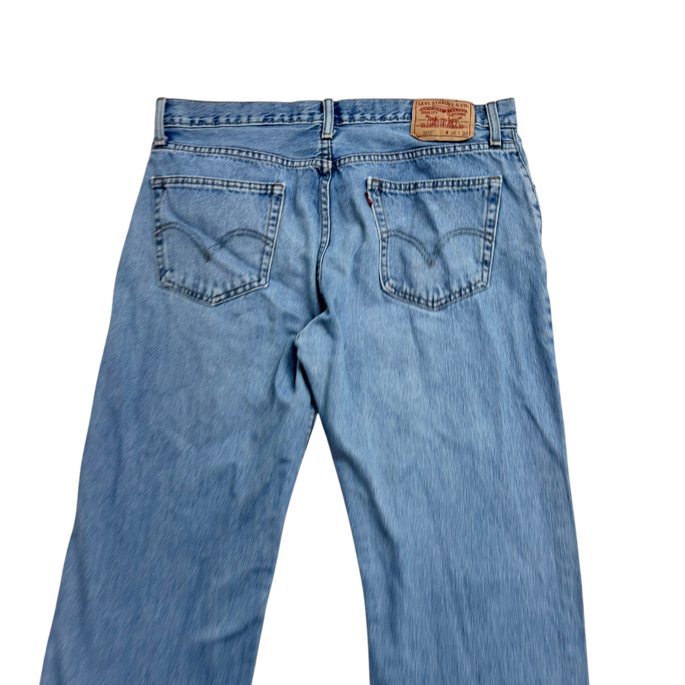 Levis 505 Jeans W36 L32 Mens Light Blue Regular Straight Fit Vintage Denim (F)