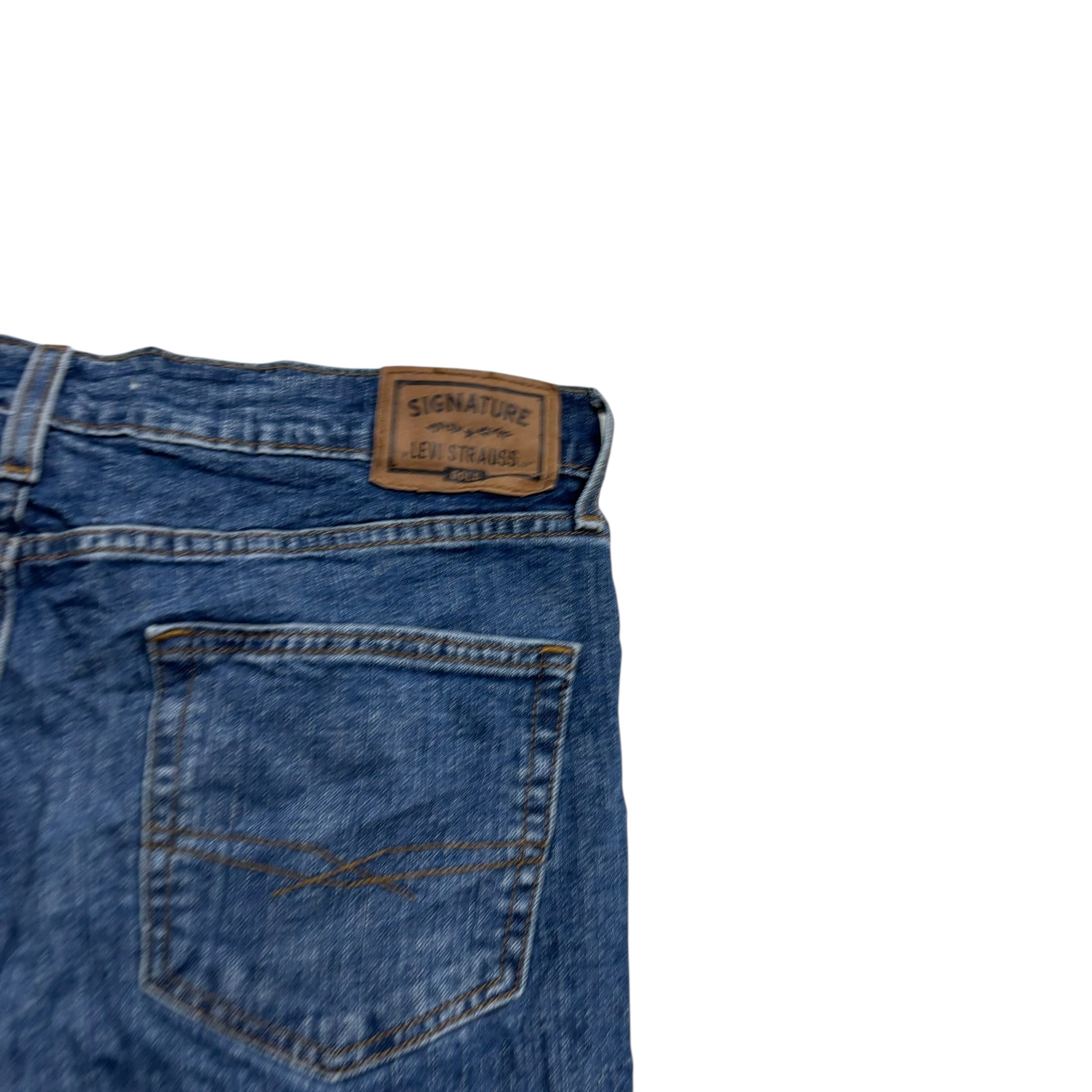 Levis Signature Jeans W34 L34 Mens Mid Blue Regular Straight Fit Stretch (E)