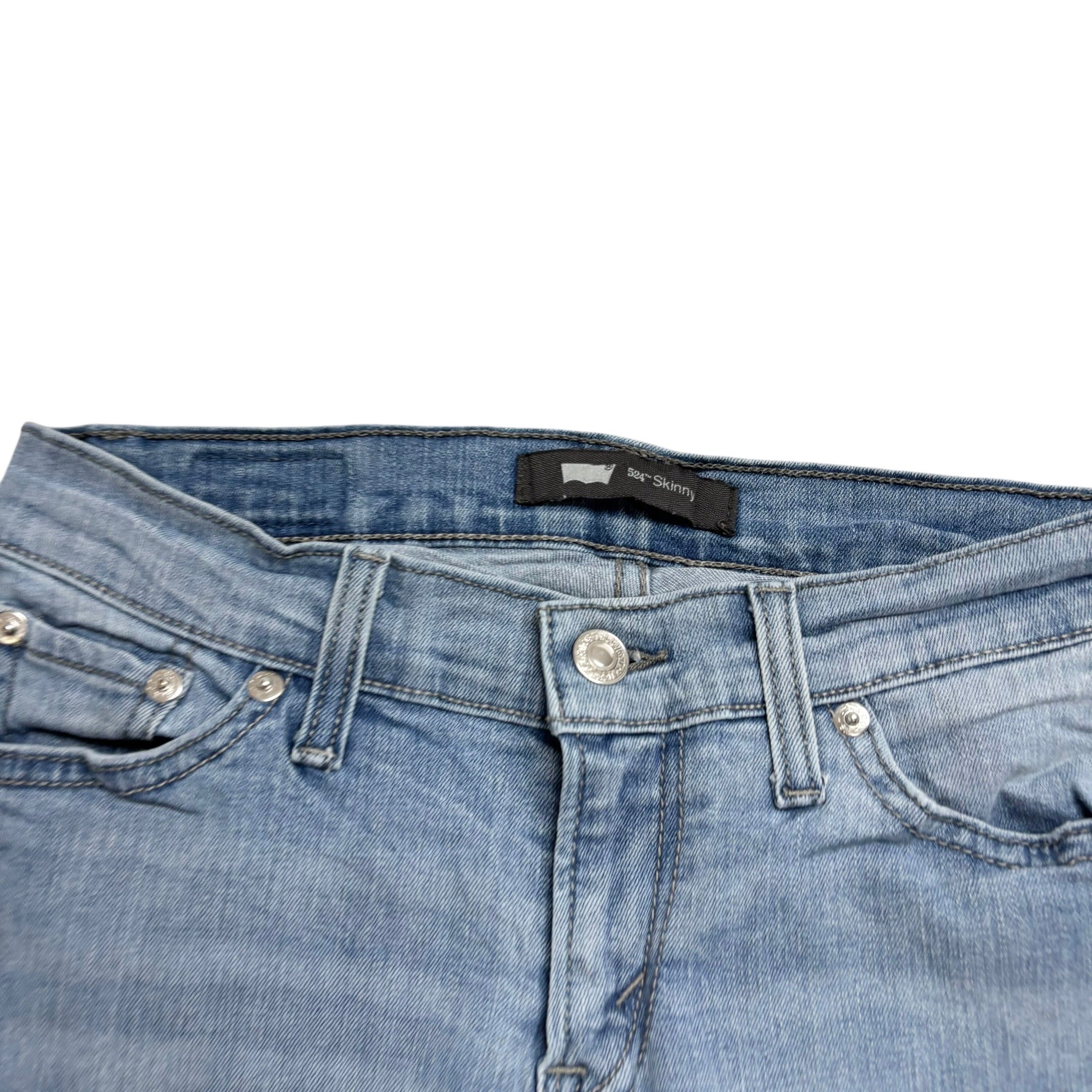 Levis 524 Jeans W27 L32 Womens Skinny Fit Light Blue Stretch Denim (E)