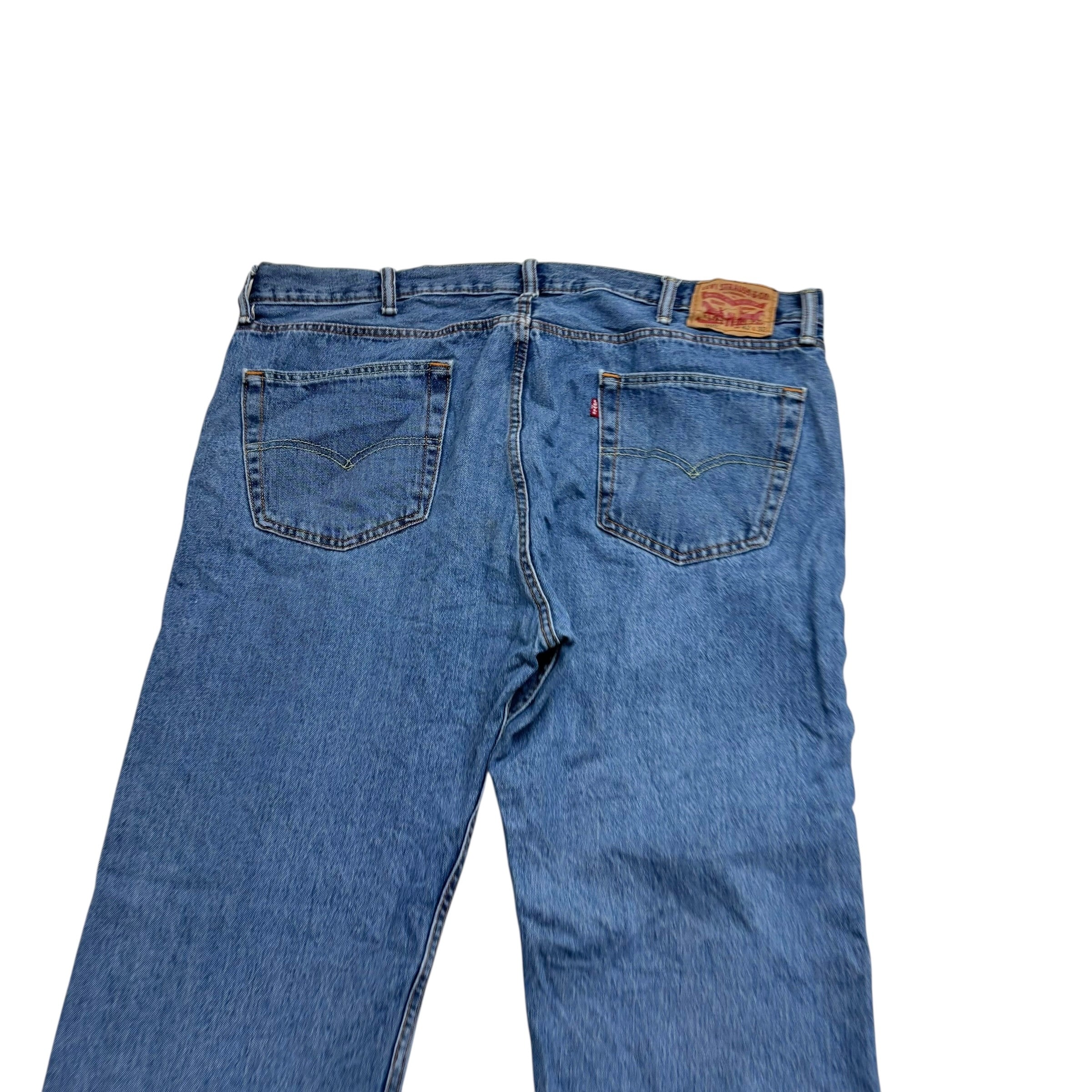 Levis 505 Jeans W42 L32 Mens Mid Blue Regular Straight Fit Denim