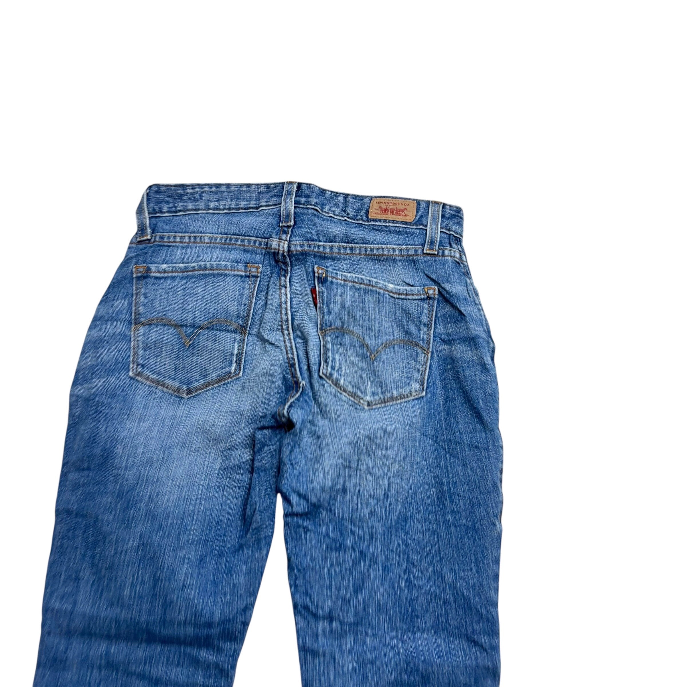 Levis 552 Jeans W26 L28 Womens Mid Rise Straight Mid Blue Stretch Denim (E)