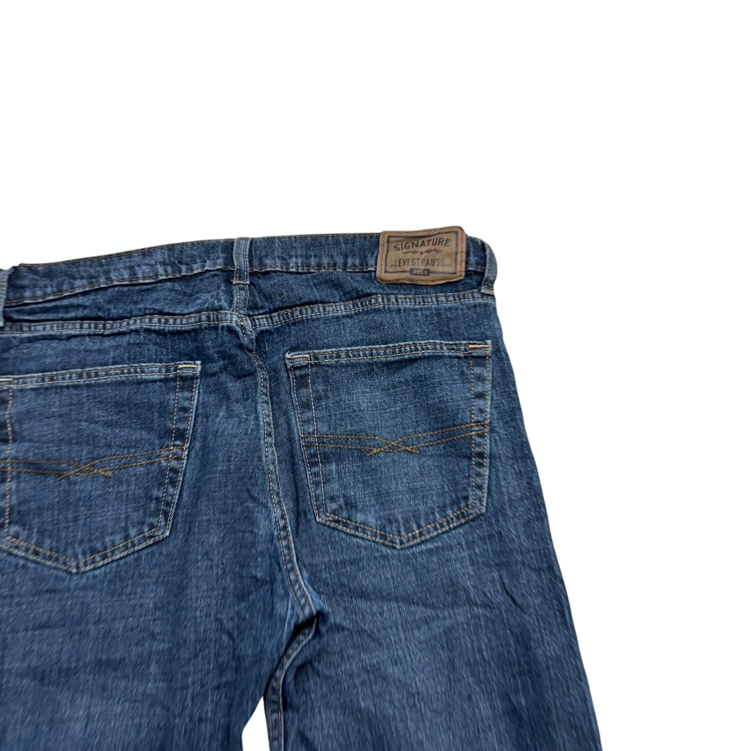 Levis Signature Jeans W34 L29 Mens Dark Blue Regular Straight Stretch Denim (E)