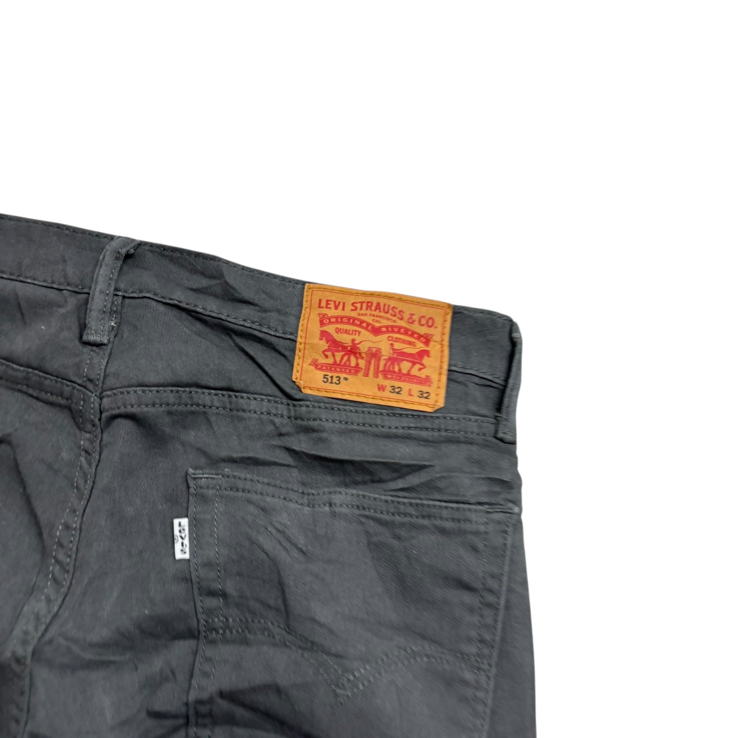 Levis 513 Trousers W32 L32 Mens Grey Slim Straight Fit Stretch Pants (E)