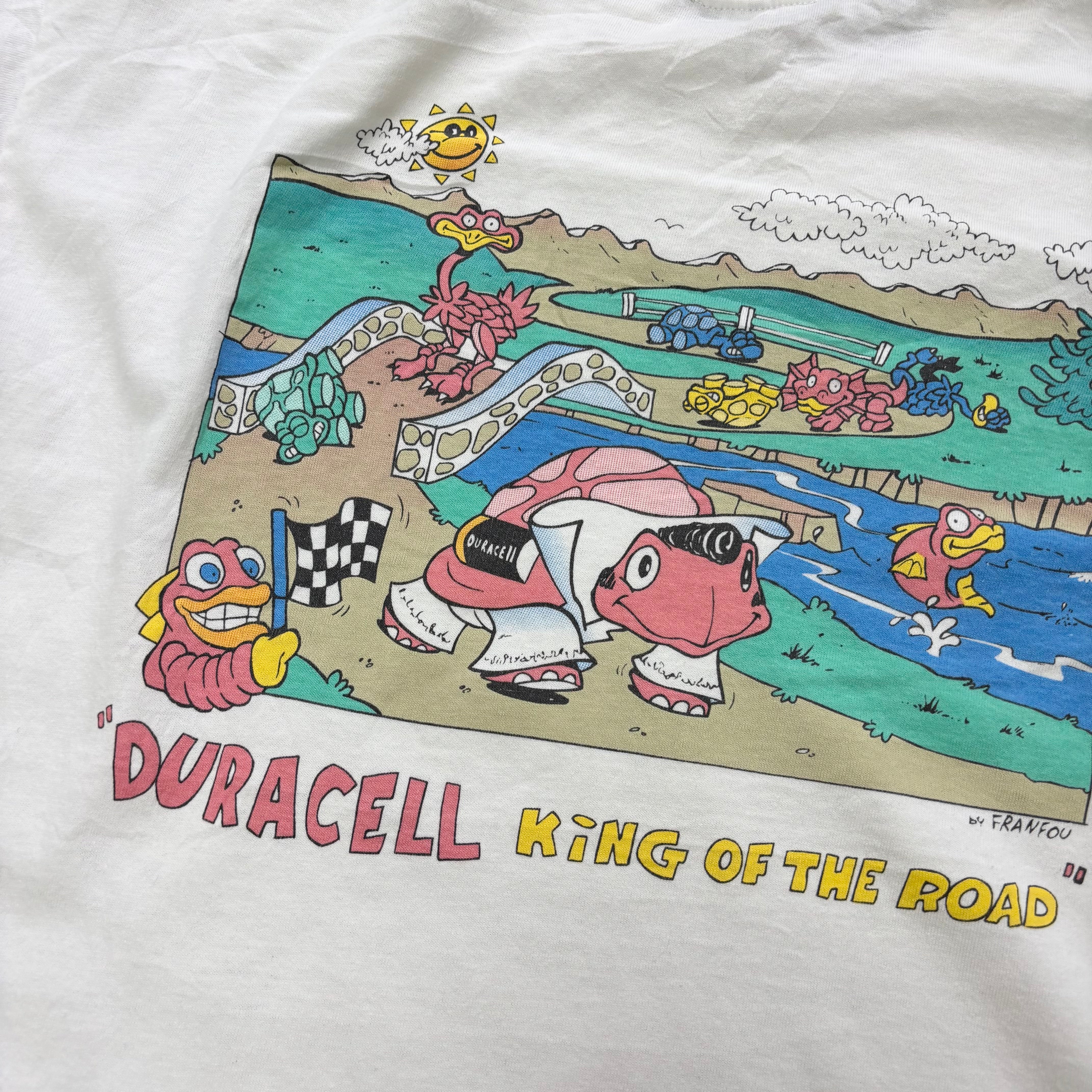 Vintage T Shirt Mens Medium White Single Stitch Graphic Print 90s (F)