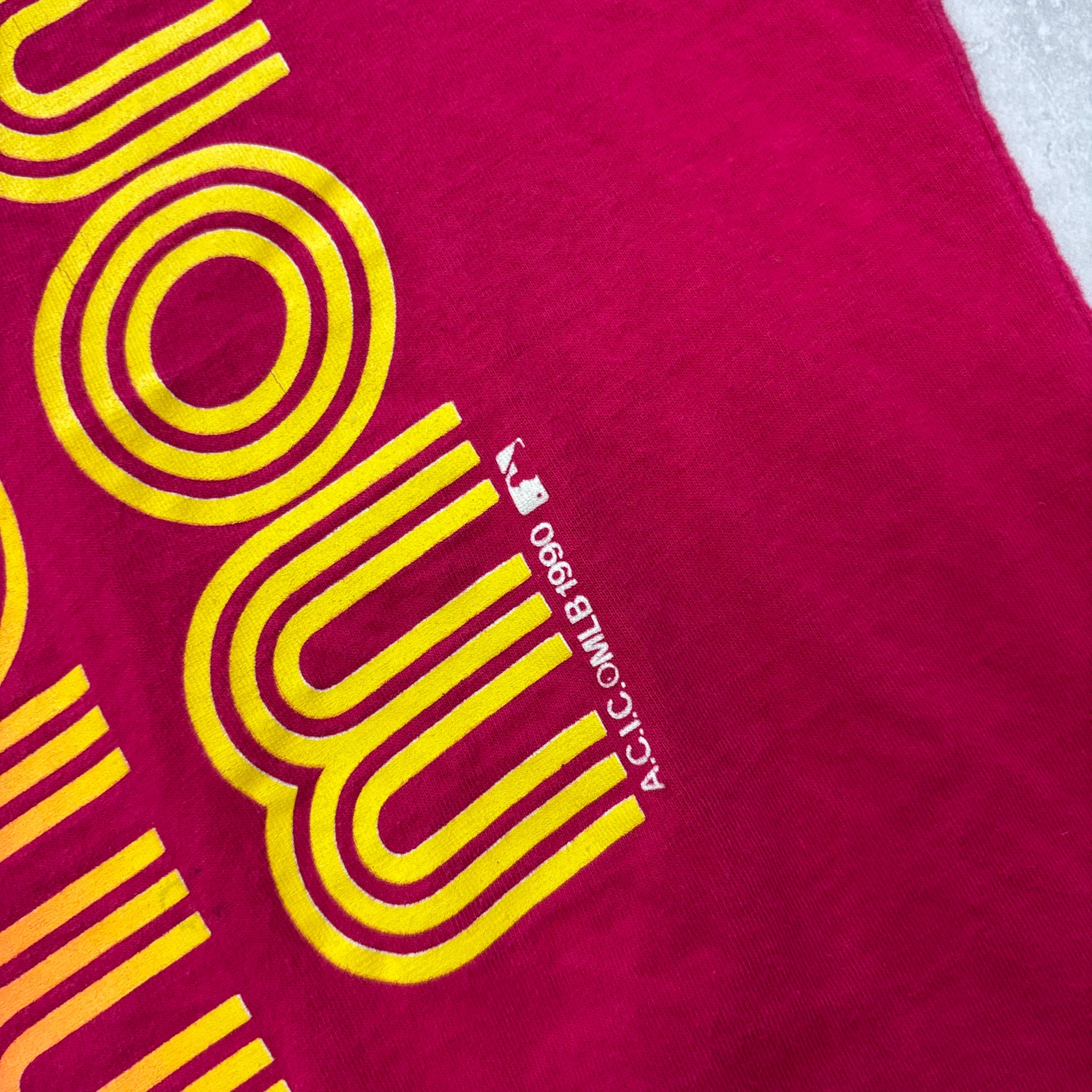 Vintage T Shirt Mens XL Pink Single Stitch Graphic Print 90s Baseball