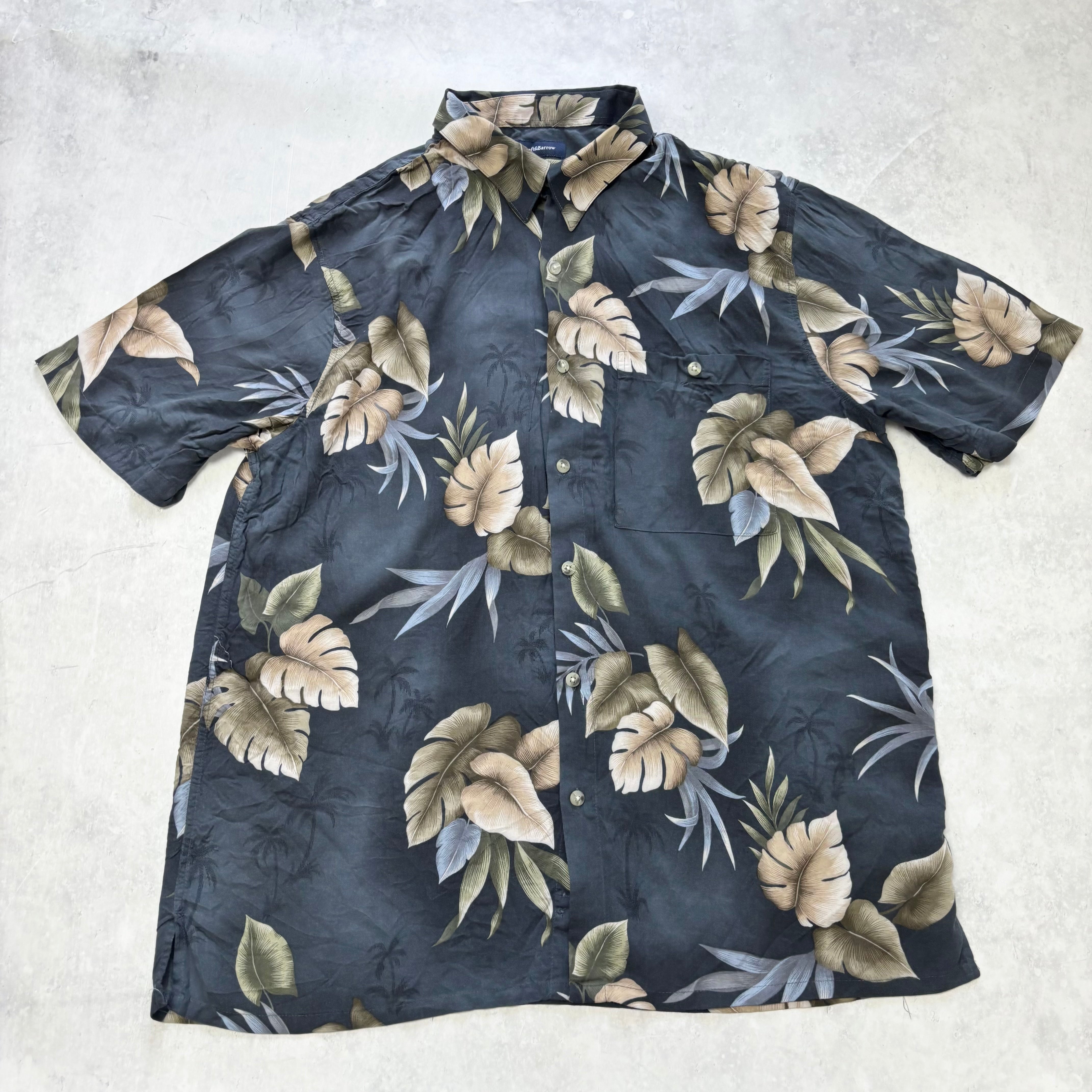 Hawaiian Shirt Mens Large Blue Floral Aloha Short Sleeve Rayon (E)