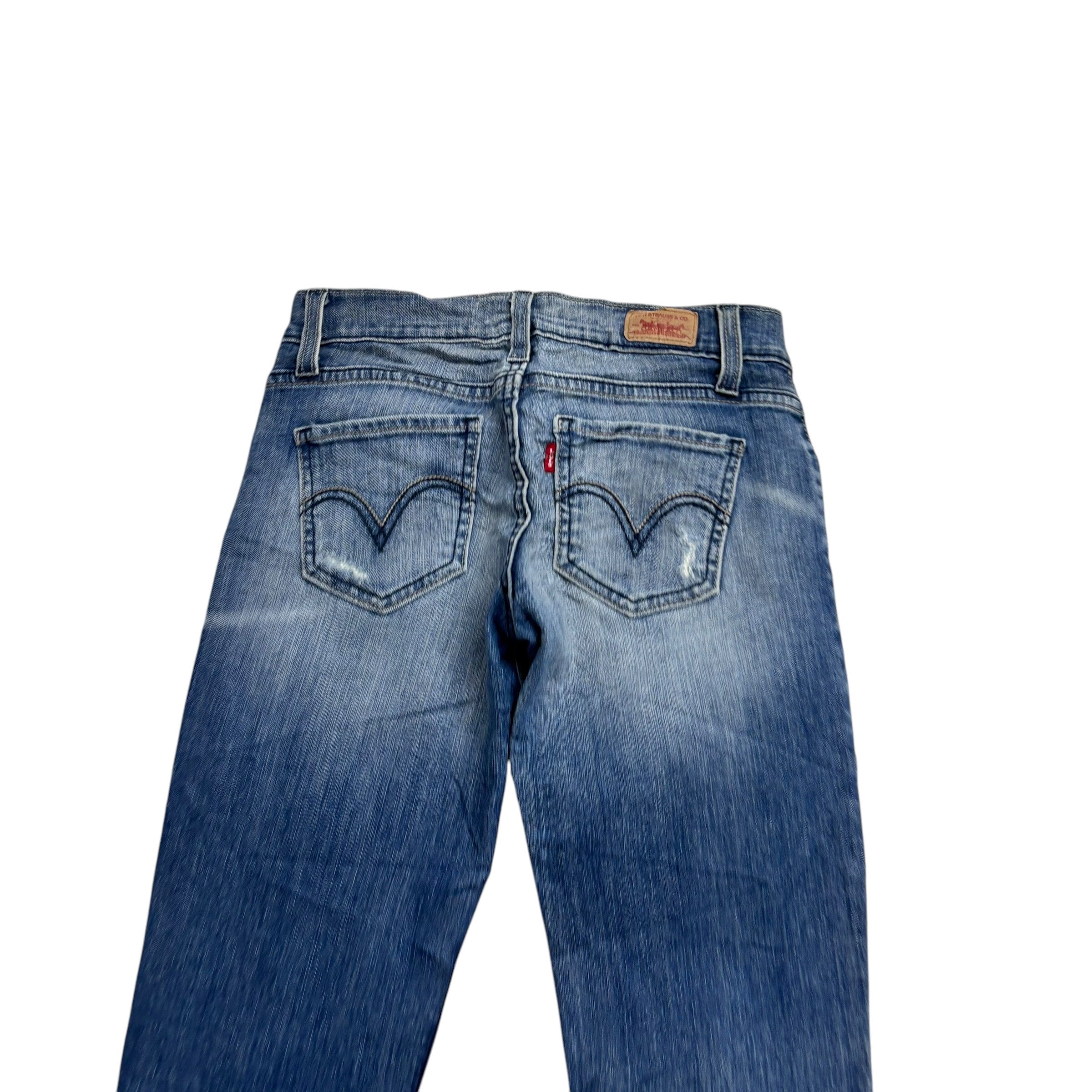 Levis 524 Jeans W23 L32 Womens Mid Blue Superlow Slim Fit Stretch Y2K Denim