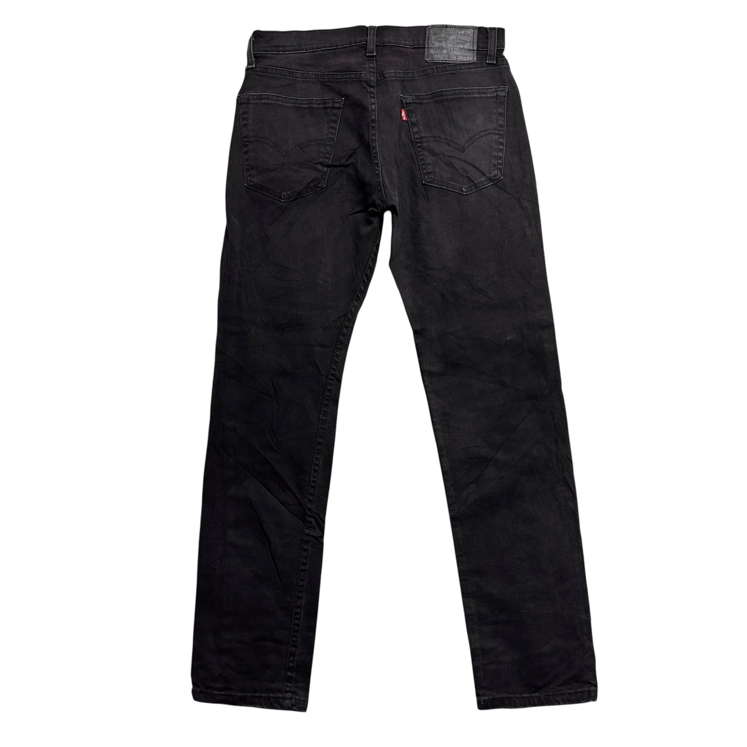 Levis 502 Jeans W30 L32 Mens Black Regular Tapered Fit Stretch Denim (E)