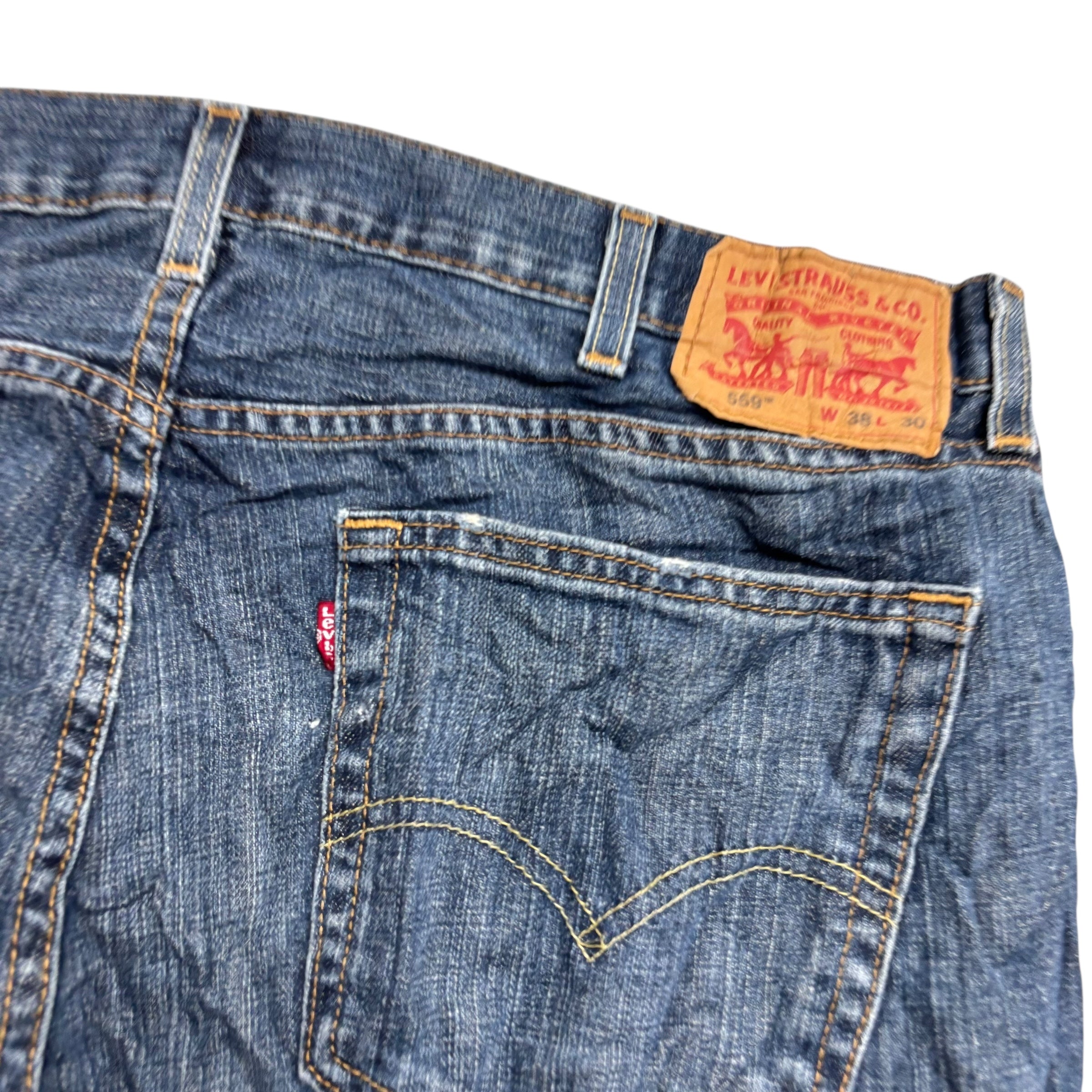 Levis 559 Jeans W38 L30 Mens Dark Blue Baggy Relaxed Straight Fit Denim