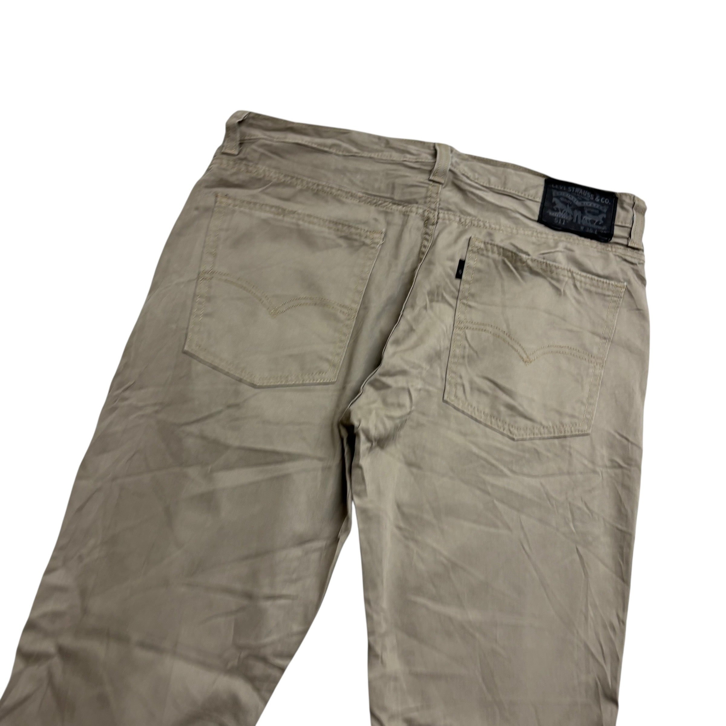 Levis 511 Trousers W36 L32 Mens Beige Slim Fit Pants (E)