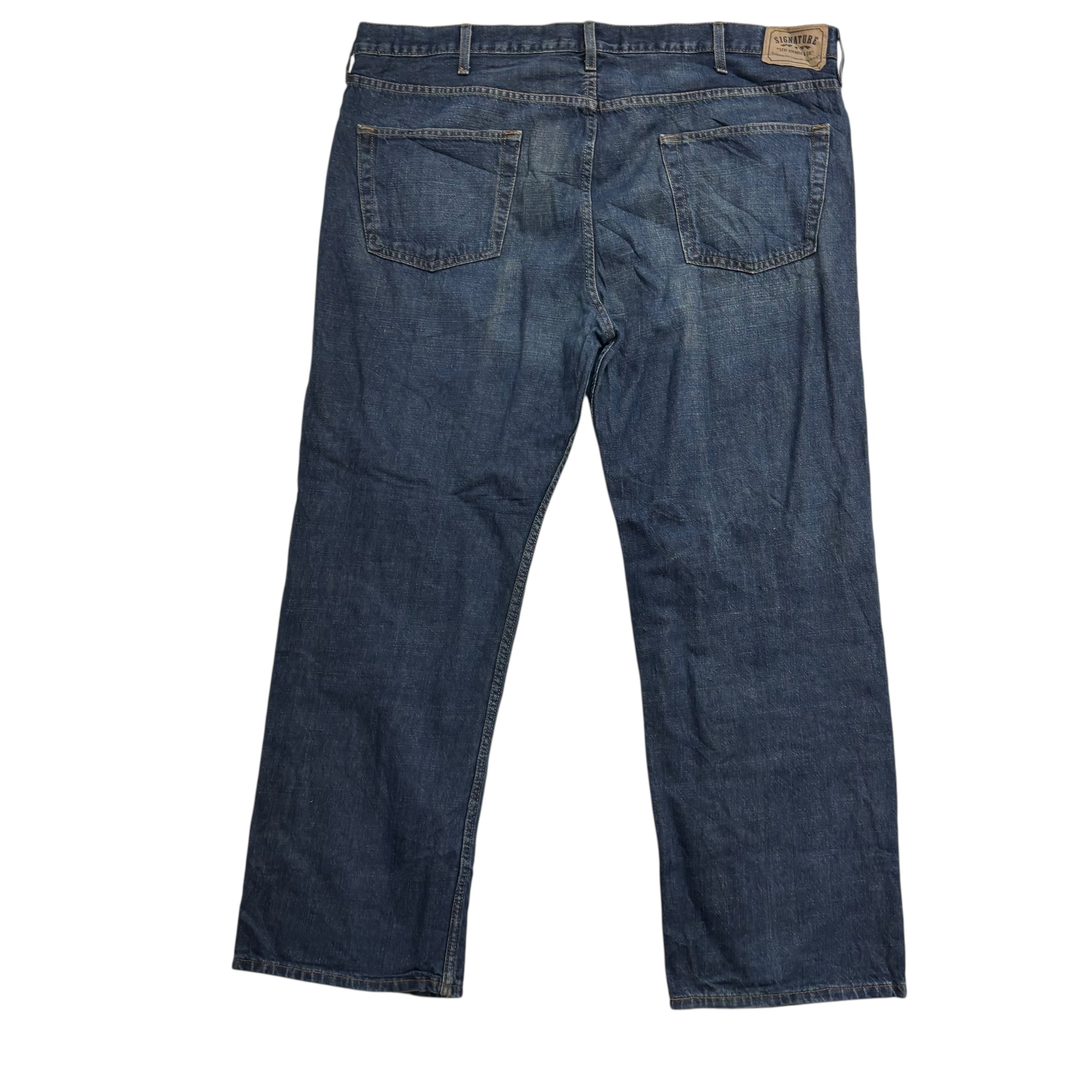 Levis Signature Jeans W44 L32 Mens Dark Blue Relaxed Straight Vintage Denim (E)