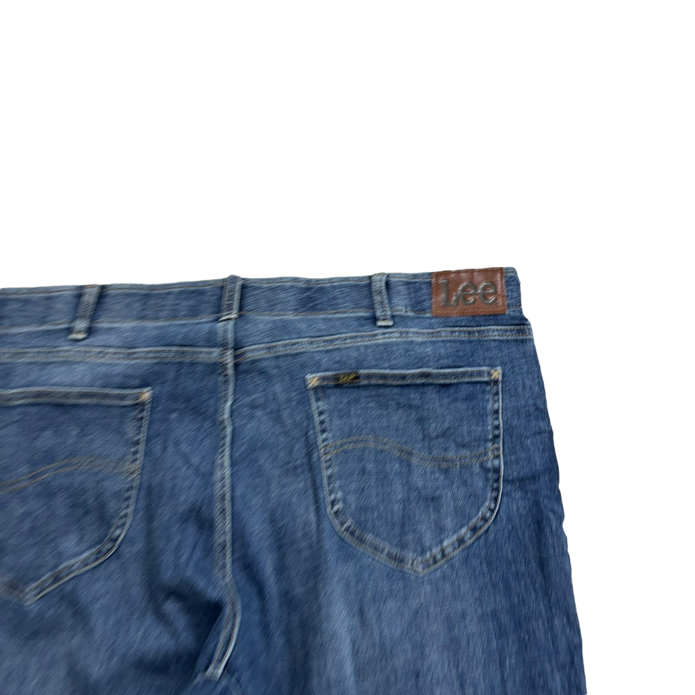 Lee Jeans W44 L32 Mens Regular Tapered Fit Mid Blue Stretch Denim (E)