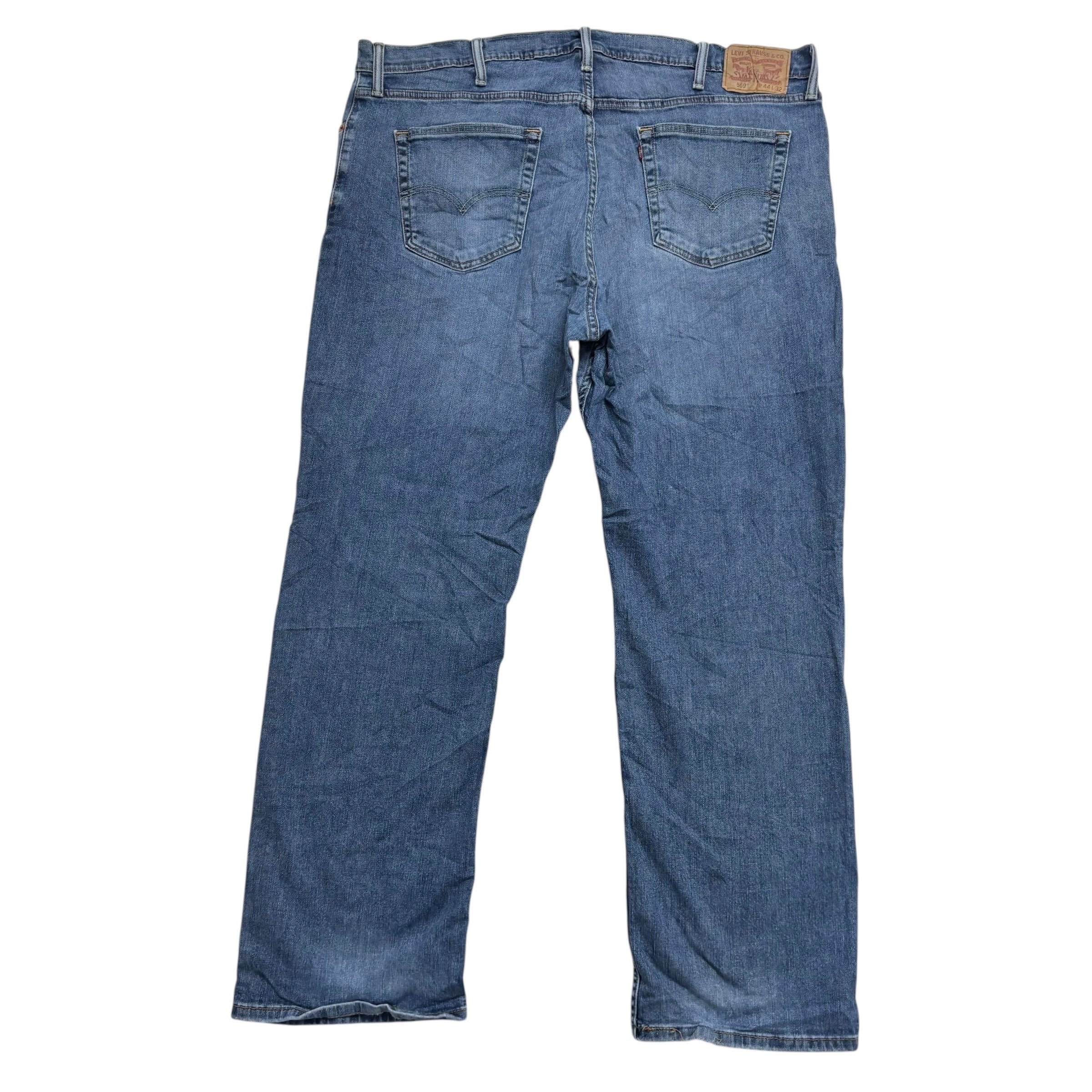 Levis 559 Jeans W44 L32 Mens Mid Blue Baggy Relaxed Straight Fit Stretch Denim