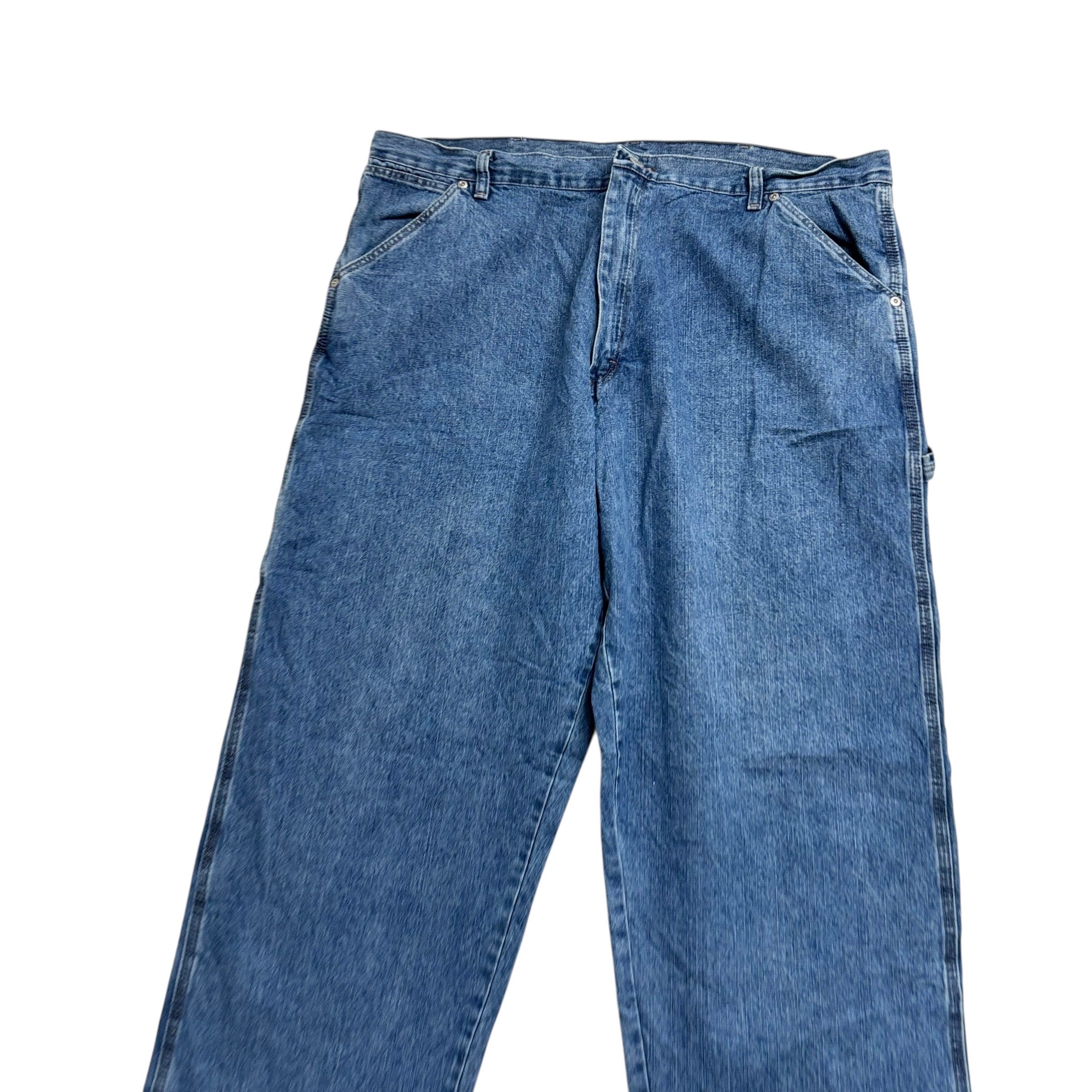 Wrangler Carpenter Jeans W40 L32 Mens Mid Blue Relaxed Straight Fit Denim (E)